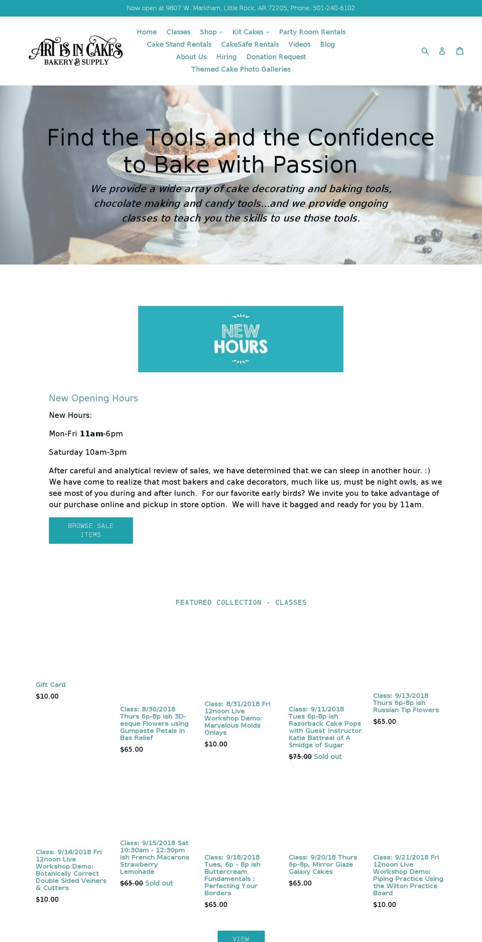 artisincakes.com shopify website screenshot