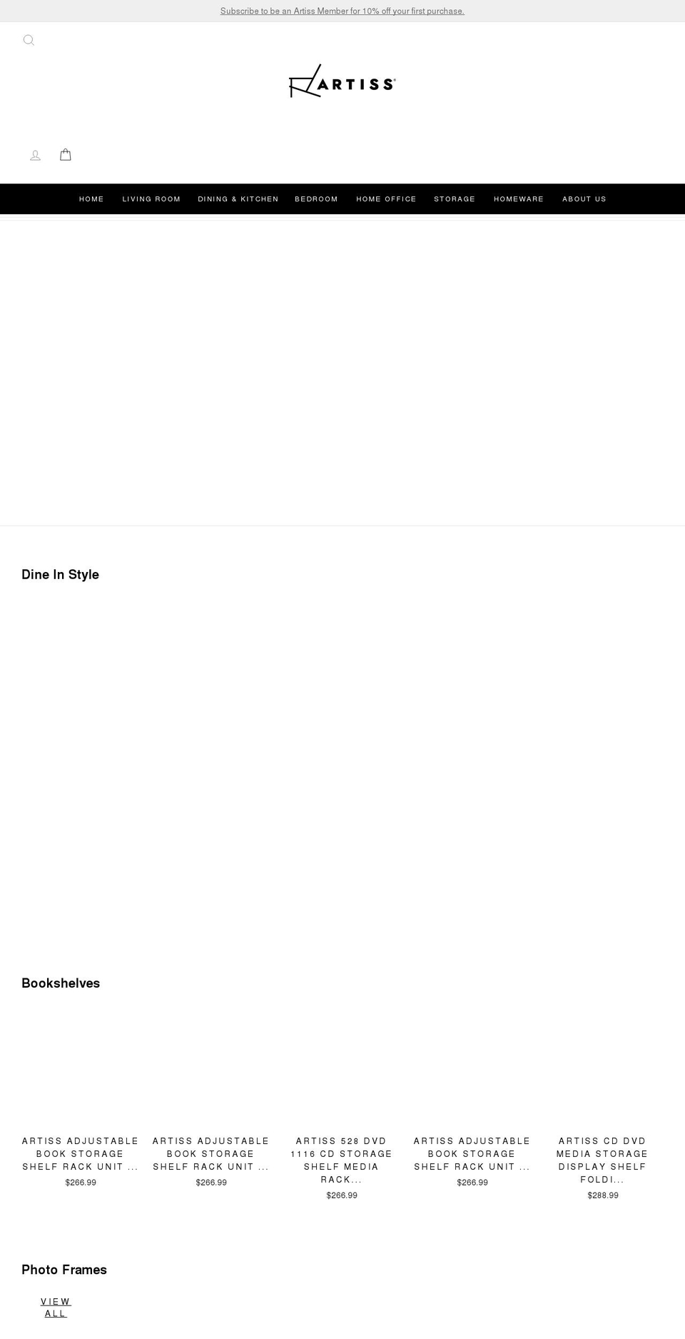 artiss.com.au shopify website screenshot