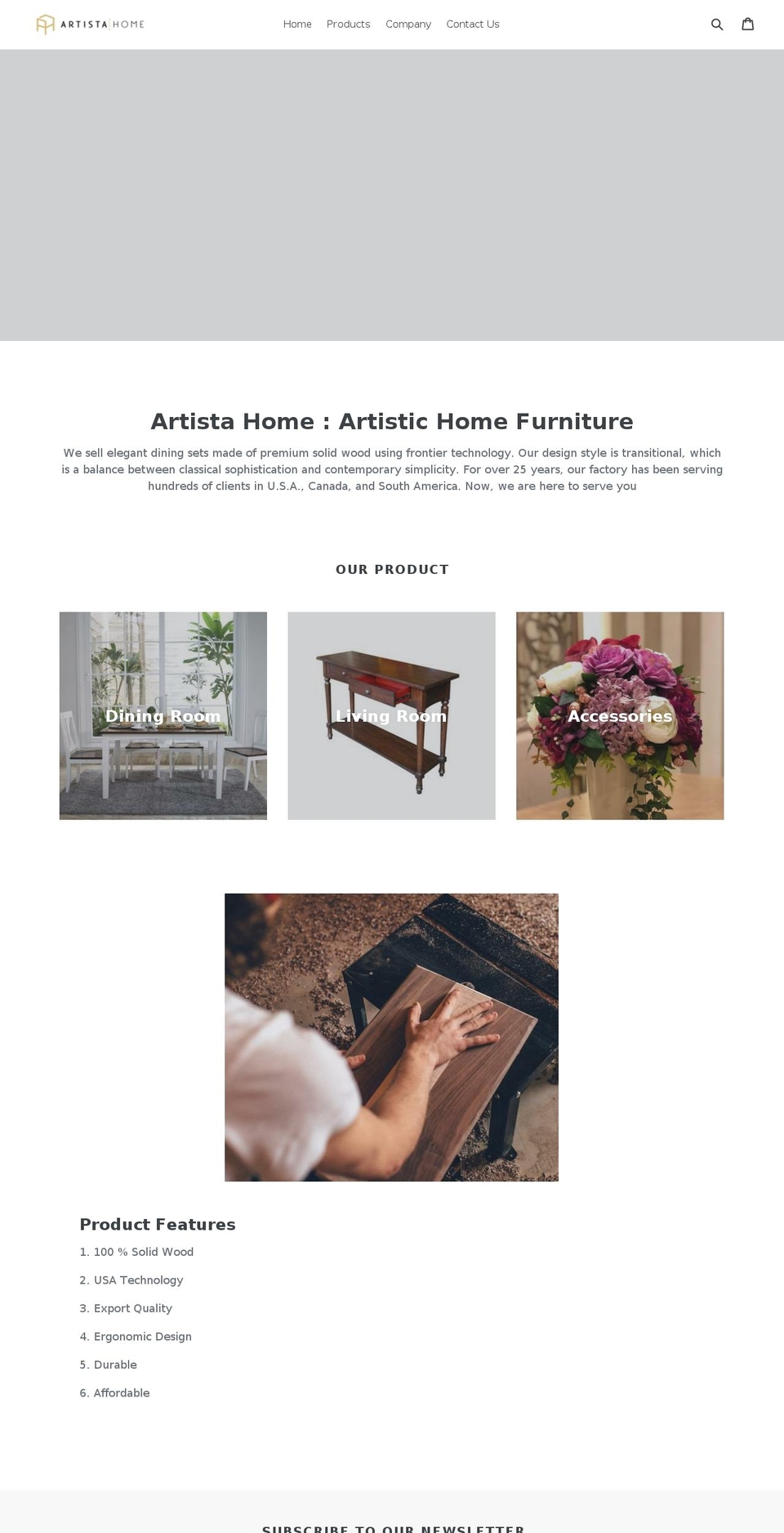 artistahome.com shopify website screenshot