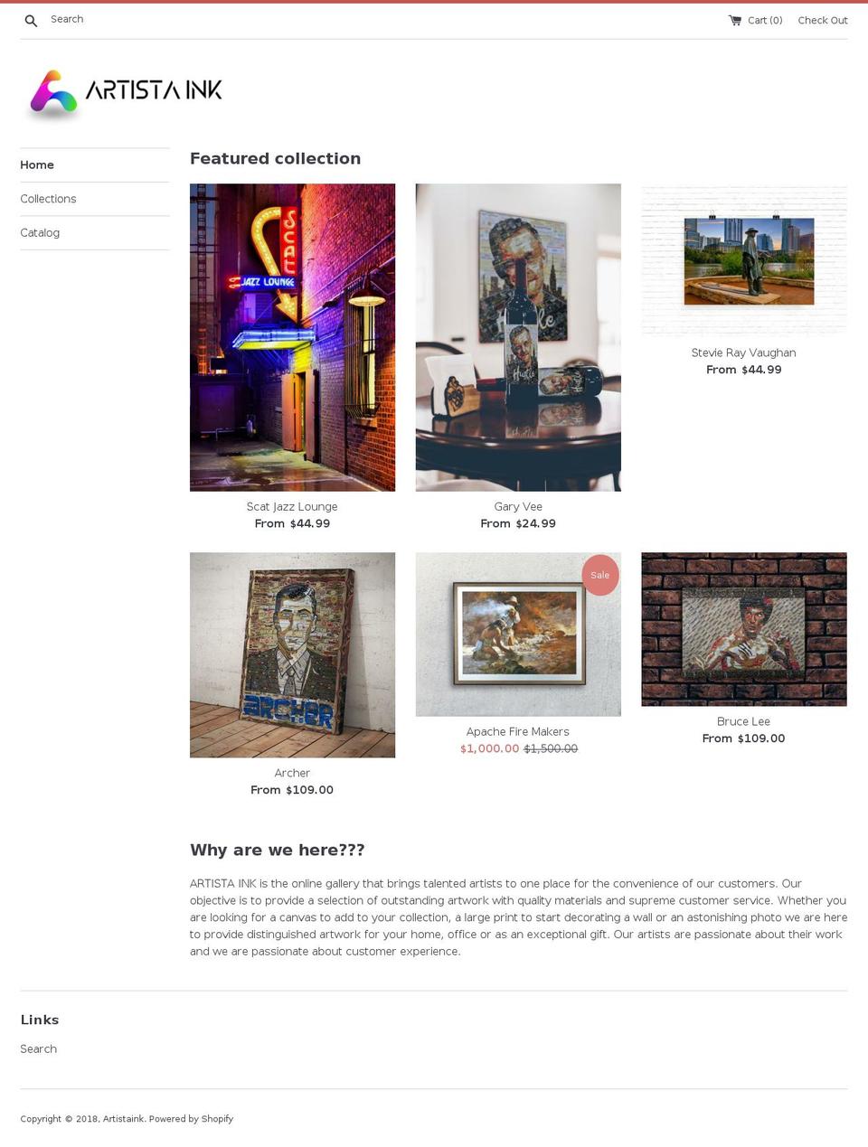 artistaink.com — Shopify storefront screenshot