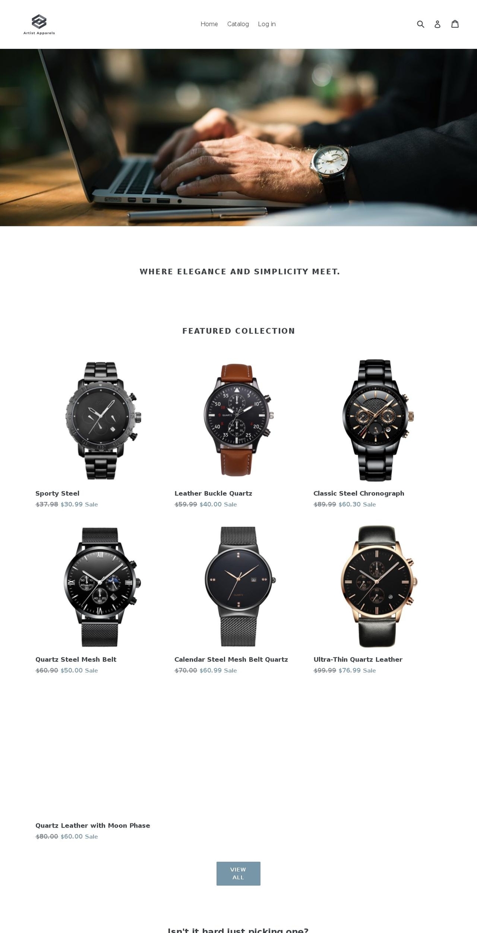 artistapparels.com — Shopify storefront screenshot