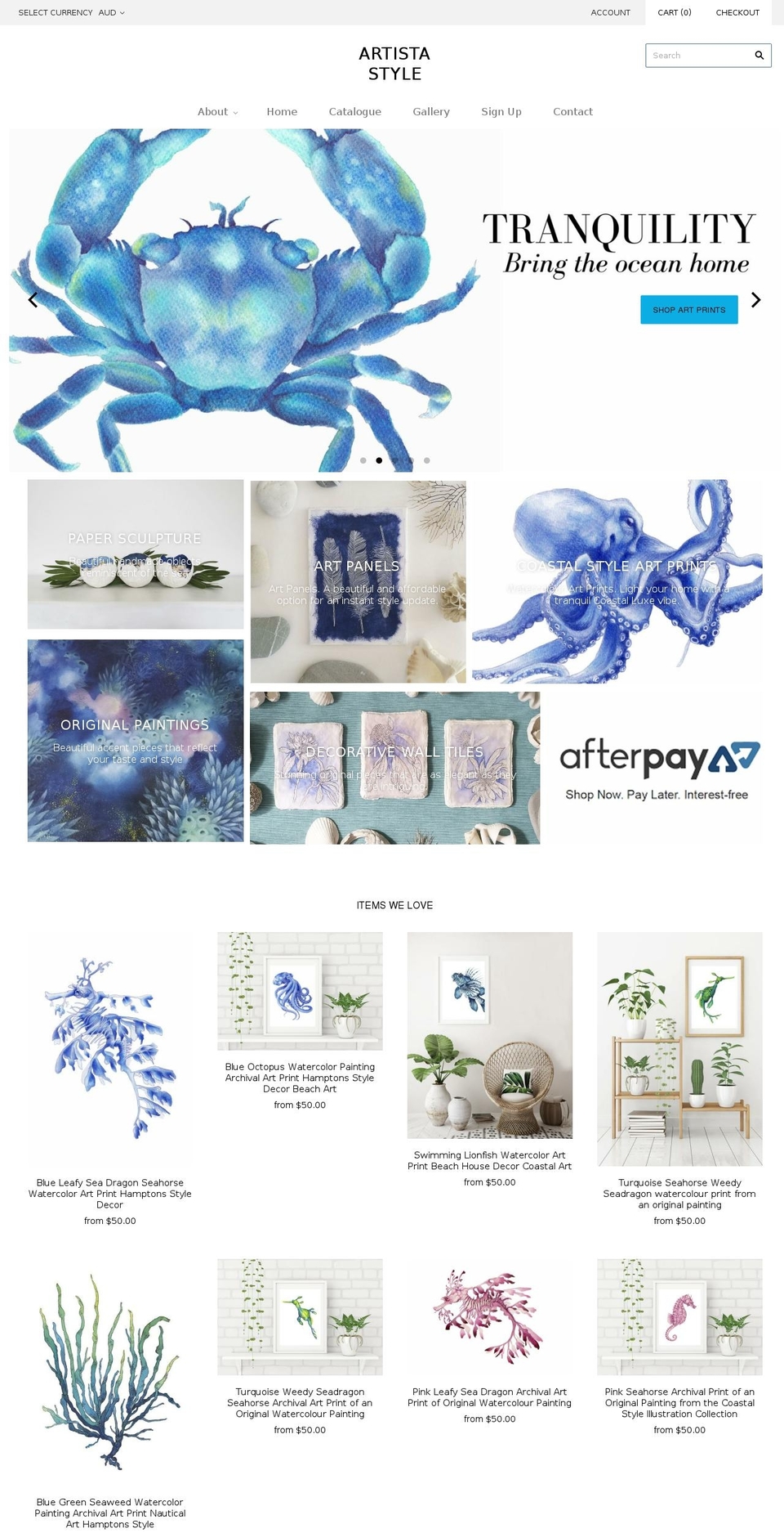artistastyle.com.au shopify website screenshot