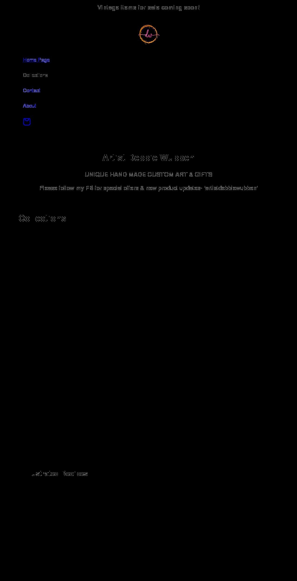 artistdebbiewubben.com shopify website screenshot