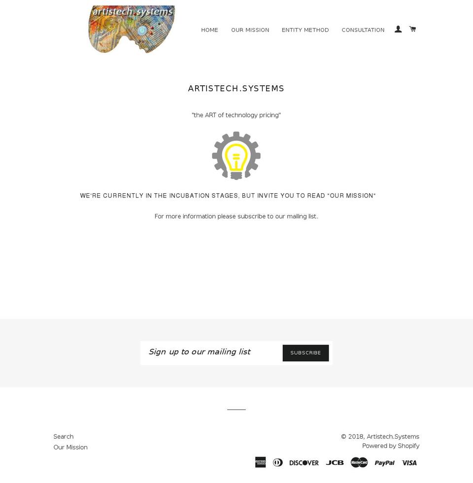 artistech.systems shopify website screenshot