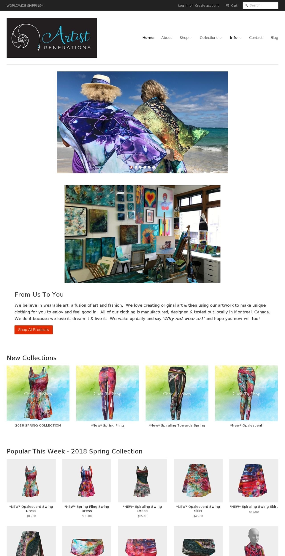 artistgenerations.com — Shopify storefront screenshot