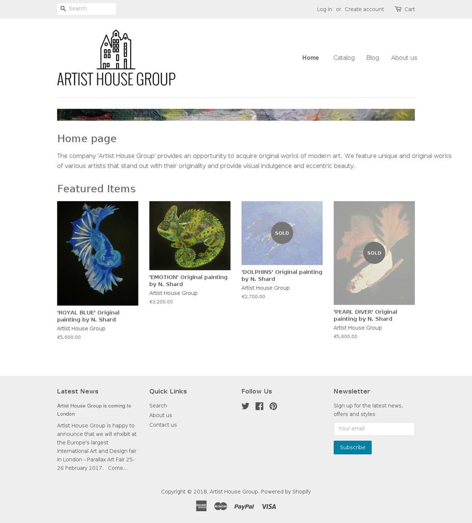 artisthousegroup.com — Shopify storefront screenshot