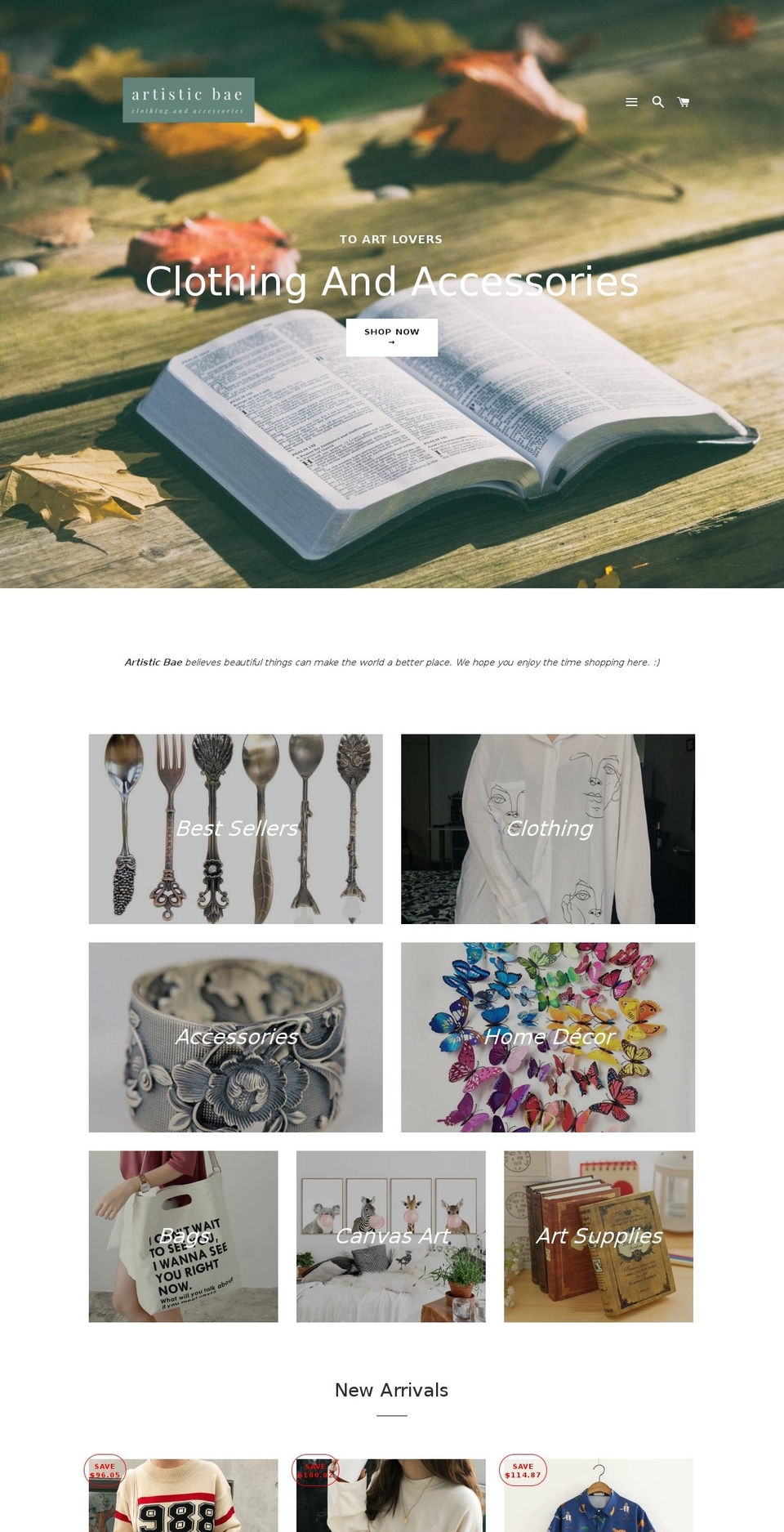 artisticbae.com shopify website screenshot