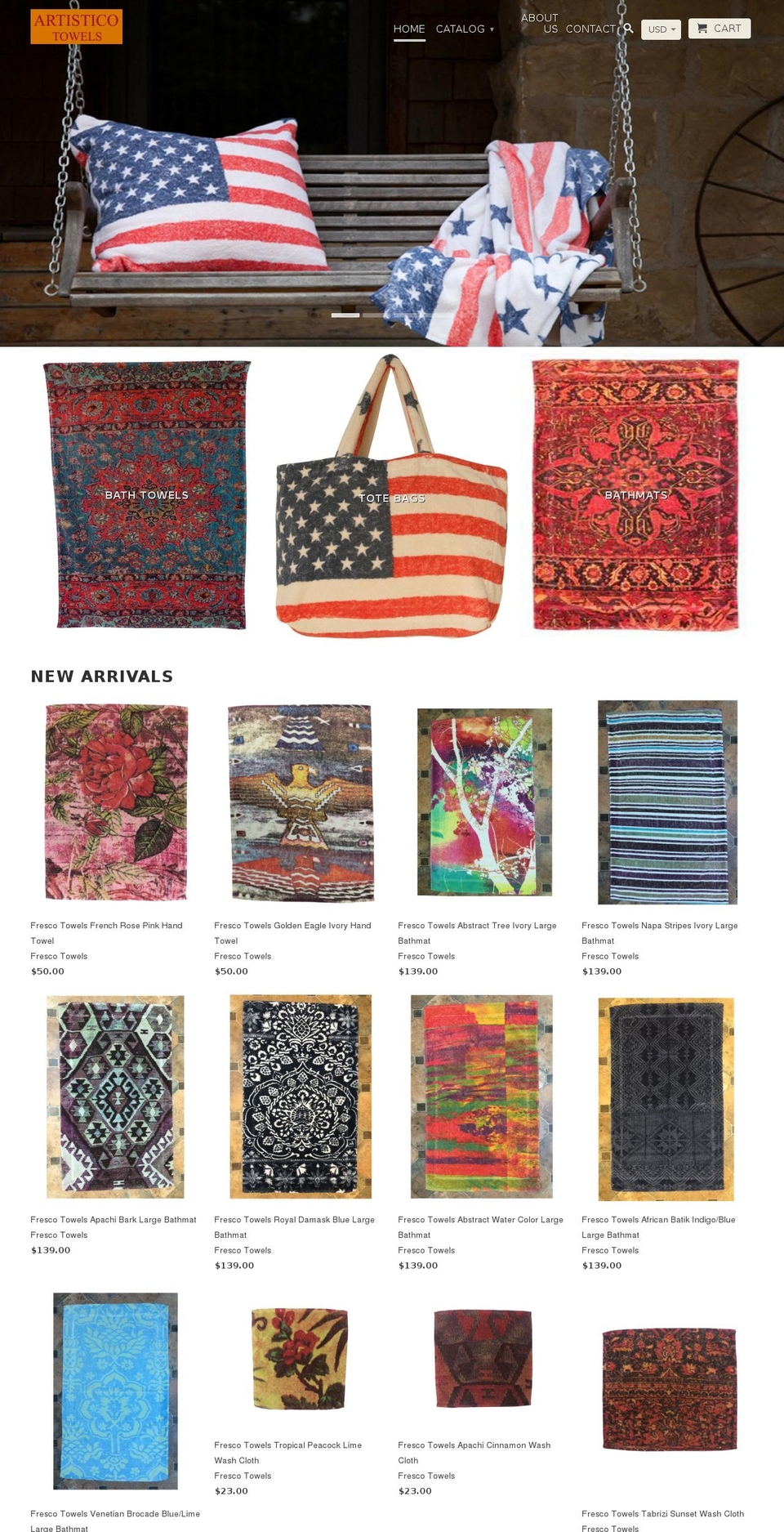artisticotowels.com shopify website screenshot