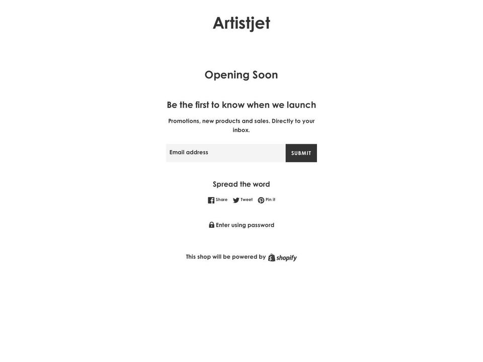 artistjet.com shopify website screenshot