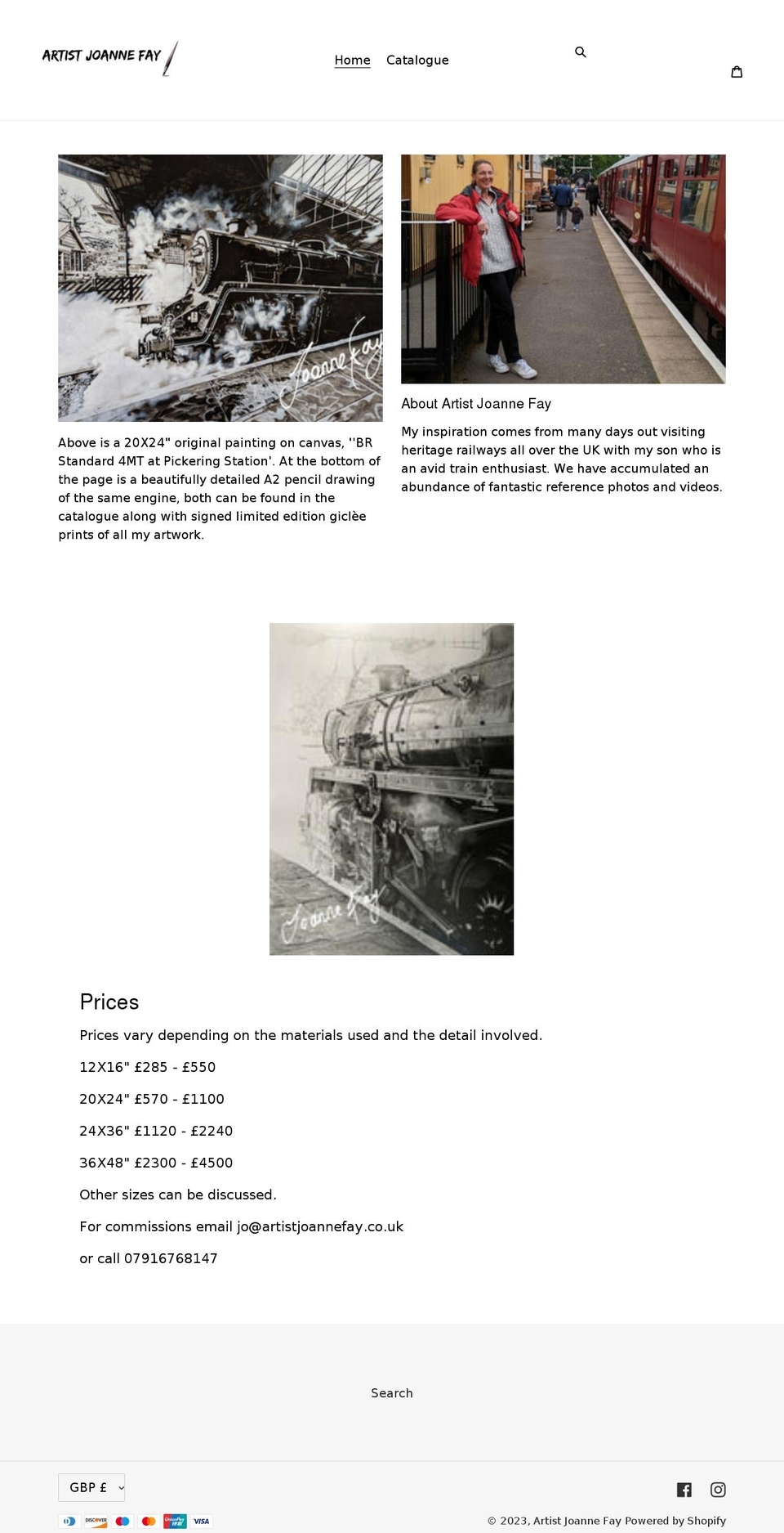 artistjoannefay.com shopify website screenshot