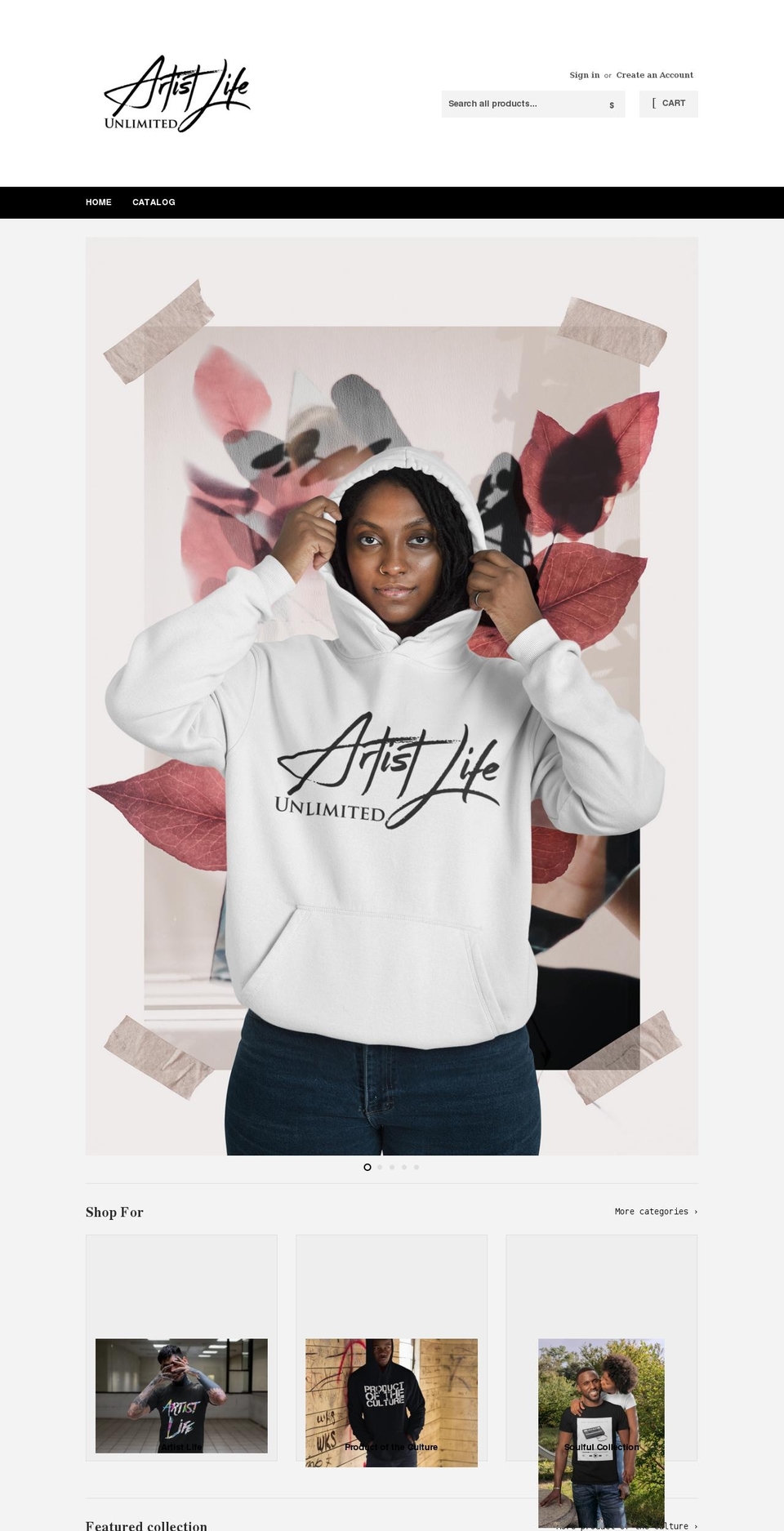 artistlifeunlimited.com shopify website screenshot