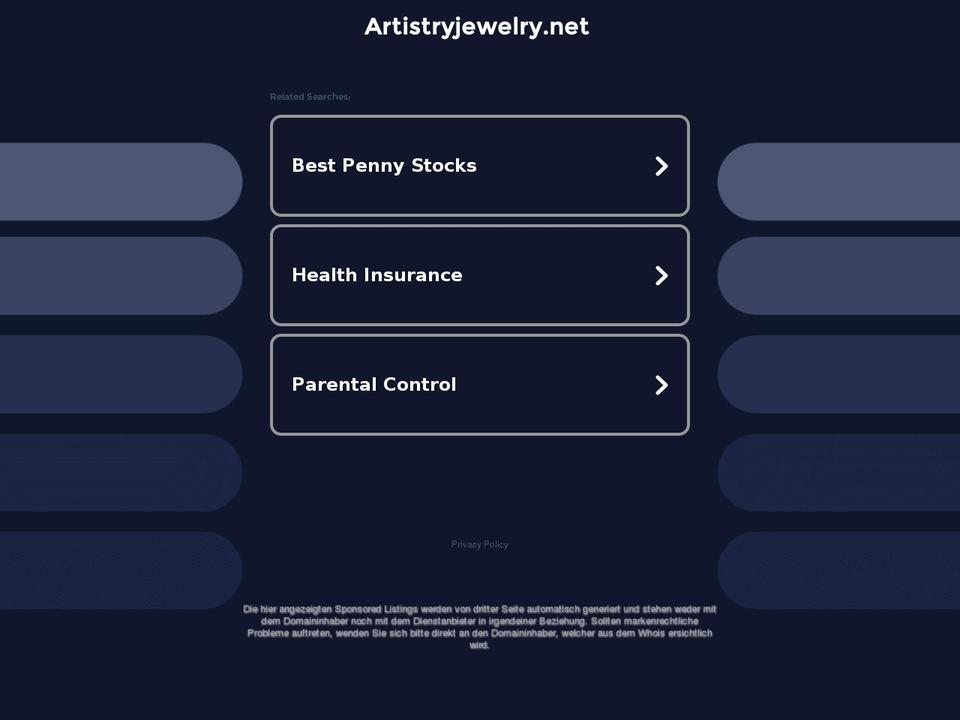 artistryjewelry.net shopify website screenshot