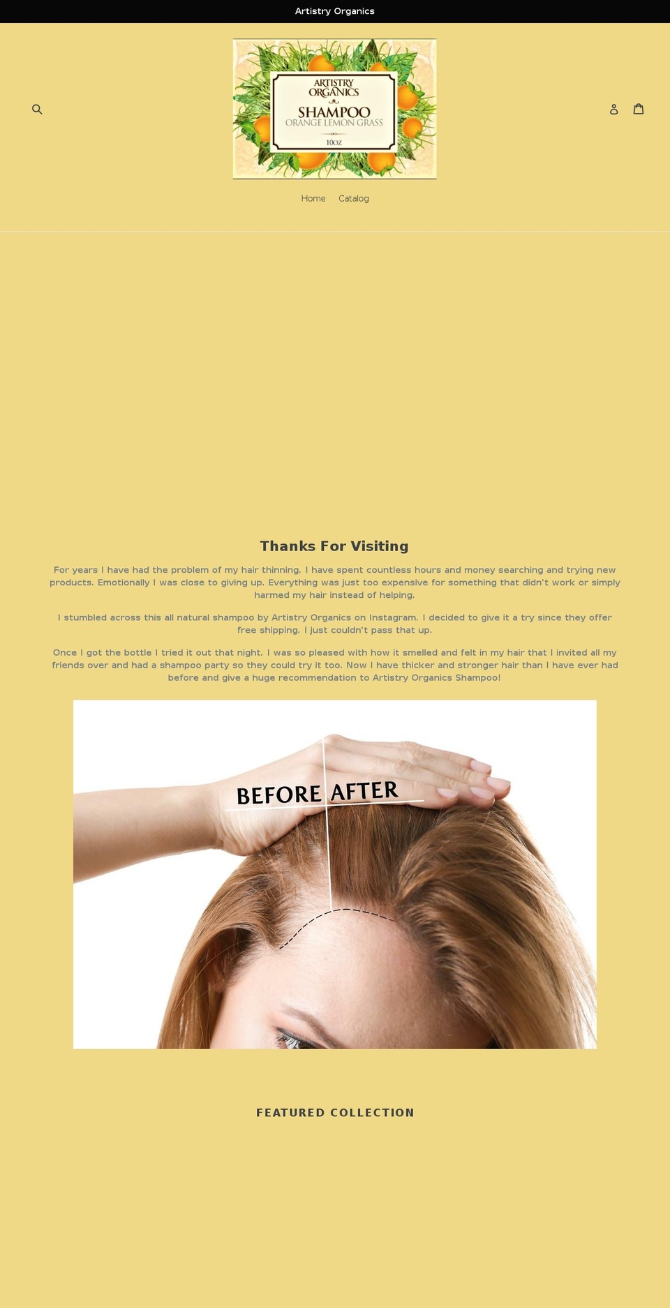 artistryorganics.com — Shopify storefront screenshot