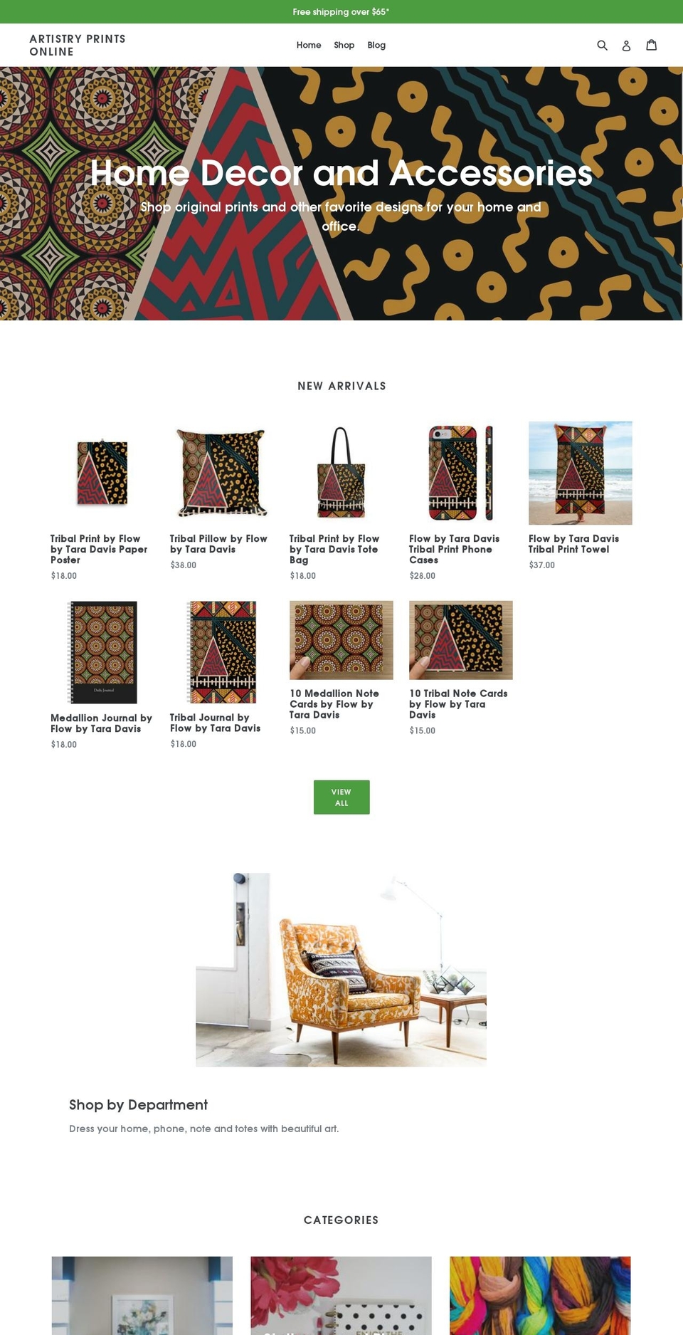 artistryprints.com — Shopify storefront screenshot