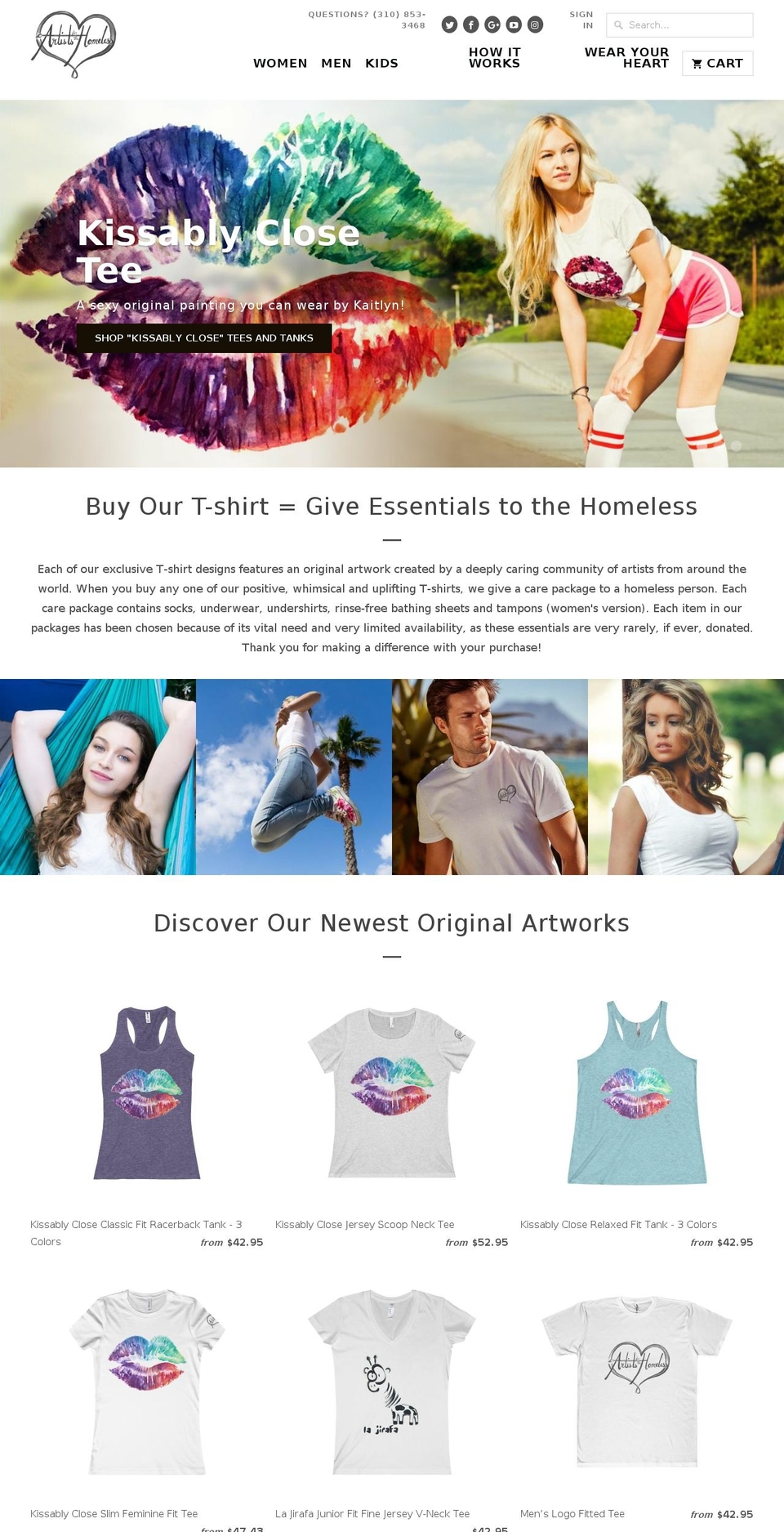 artistsforthehomeless.com — Shopify storefront screenshot