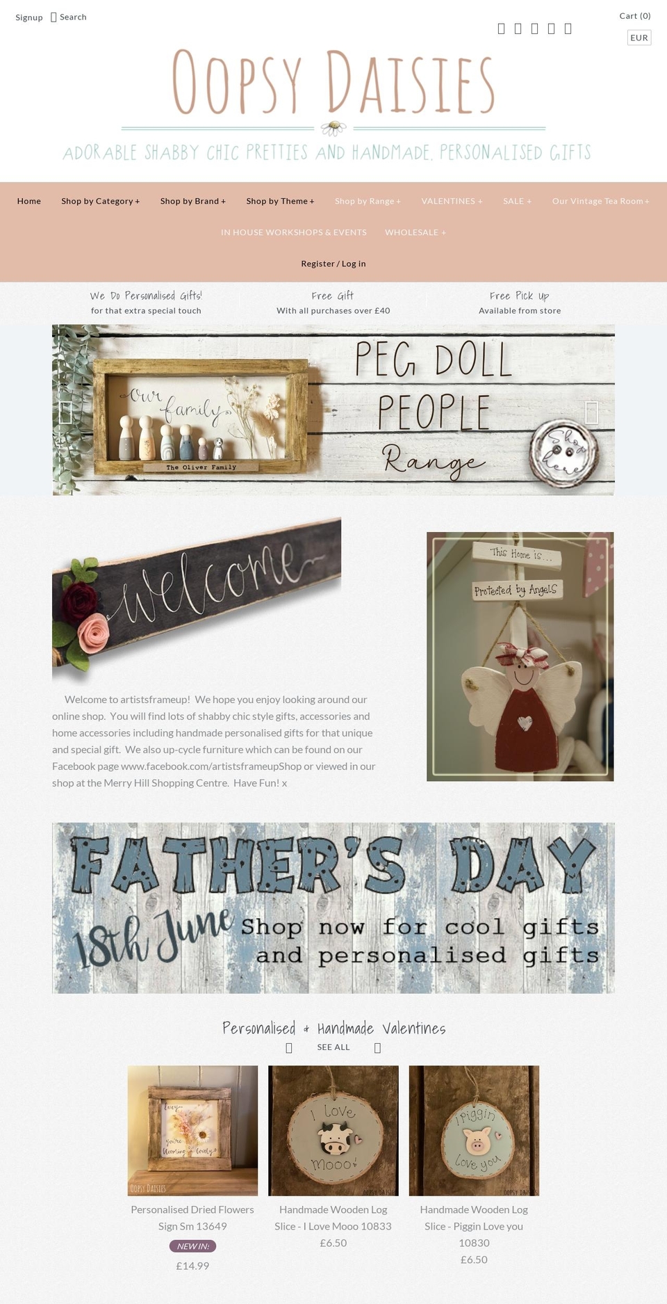 artistsframeup.com shopify website screenshot