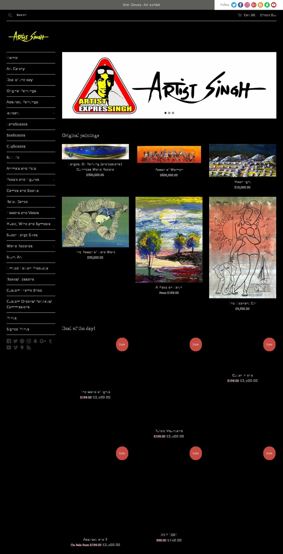 artistsingh.com — Shopify storefront screenshot