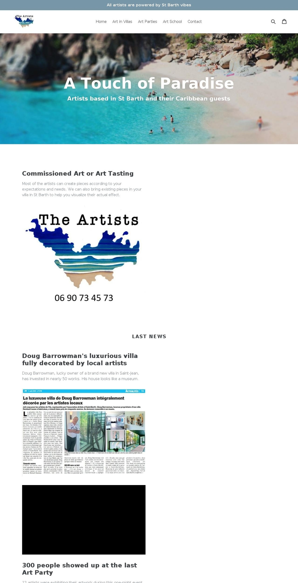 artistsofstbarth.org shopify website screenshot