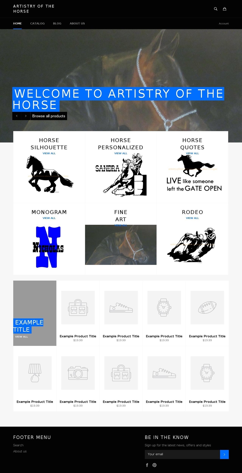 artistyofthehorse.com — Shopify storefront screenshot
