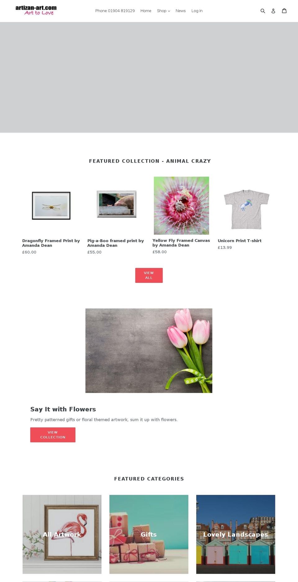 artizanart.com — Shopify storefront screenshot