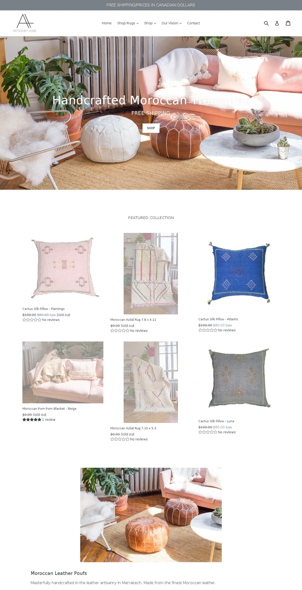 artizanry.com — Shopify storefront screenshot