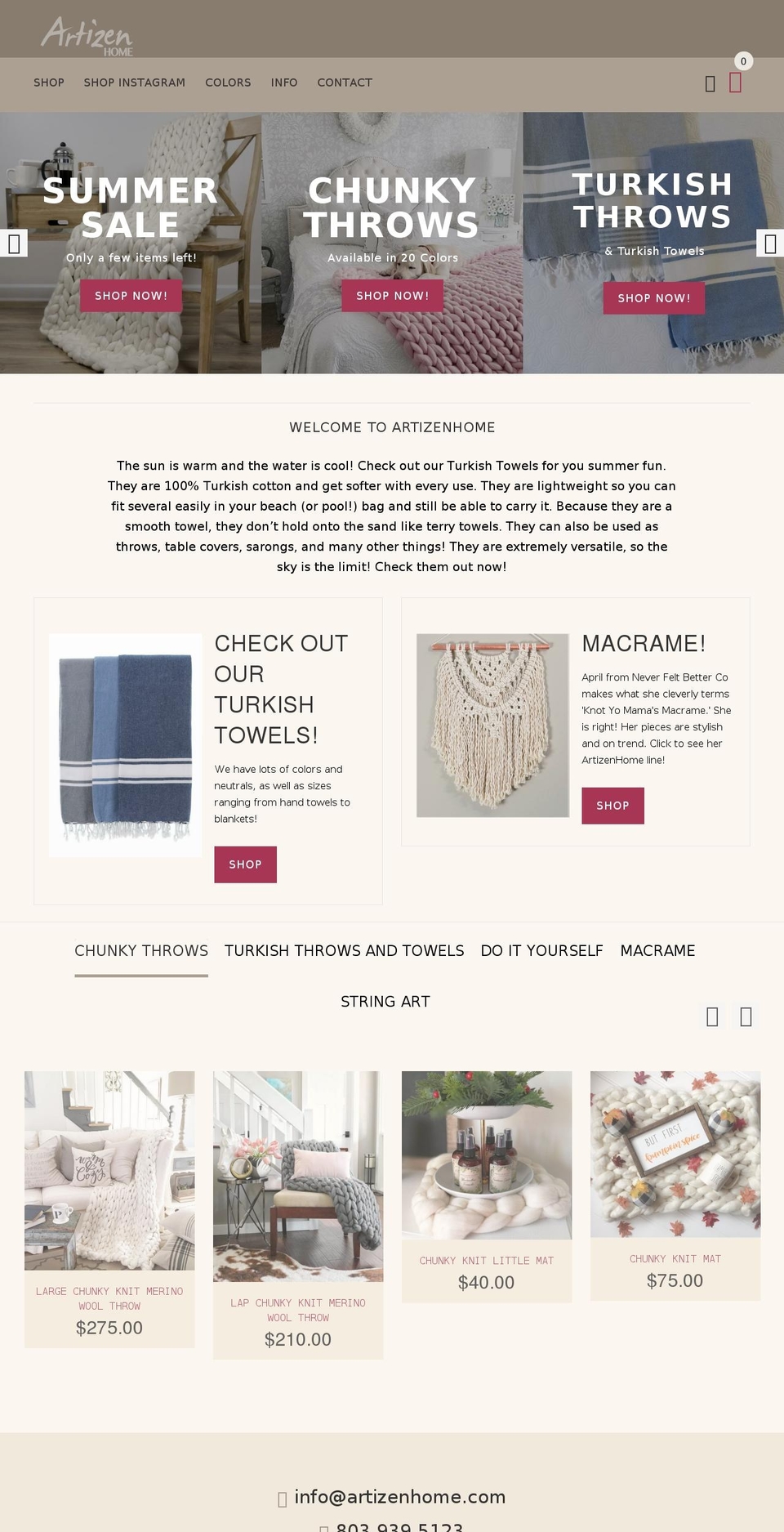 artizenhome.us shopify website screenshot