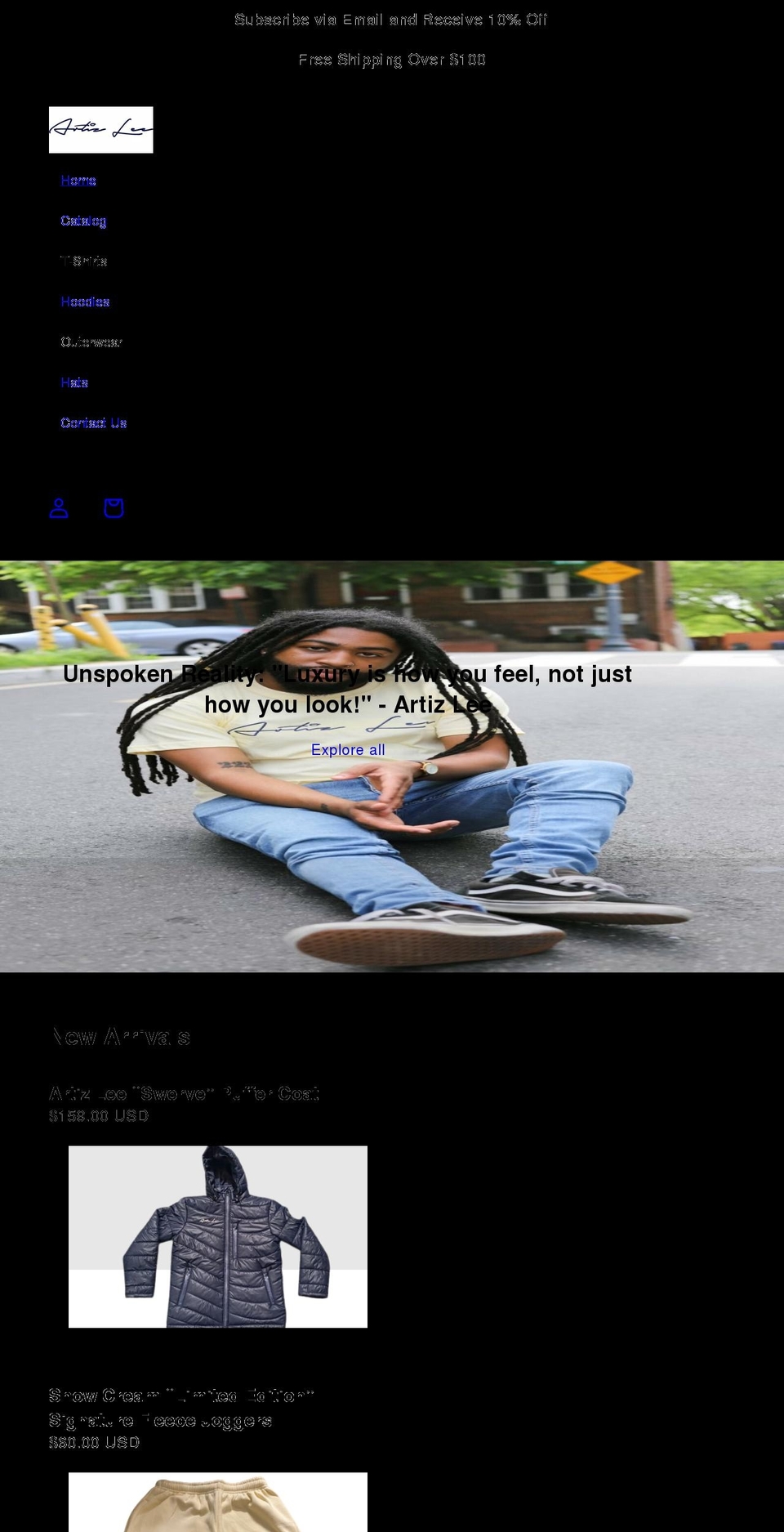 artizlee.com shopify website screenshot