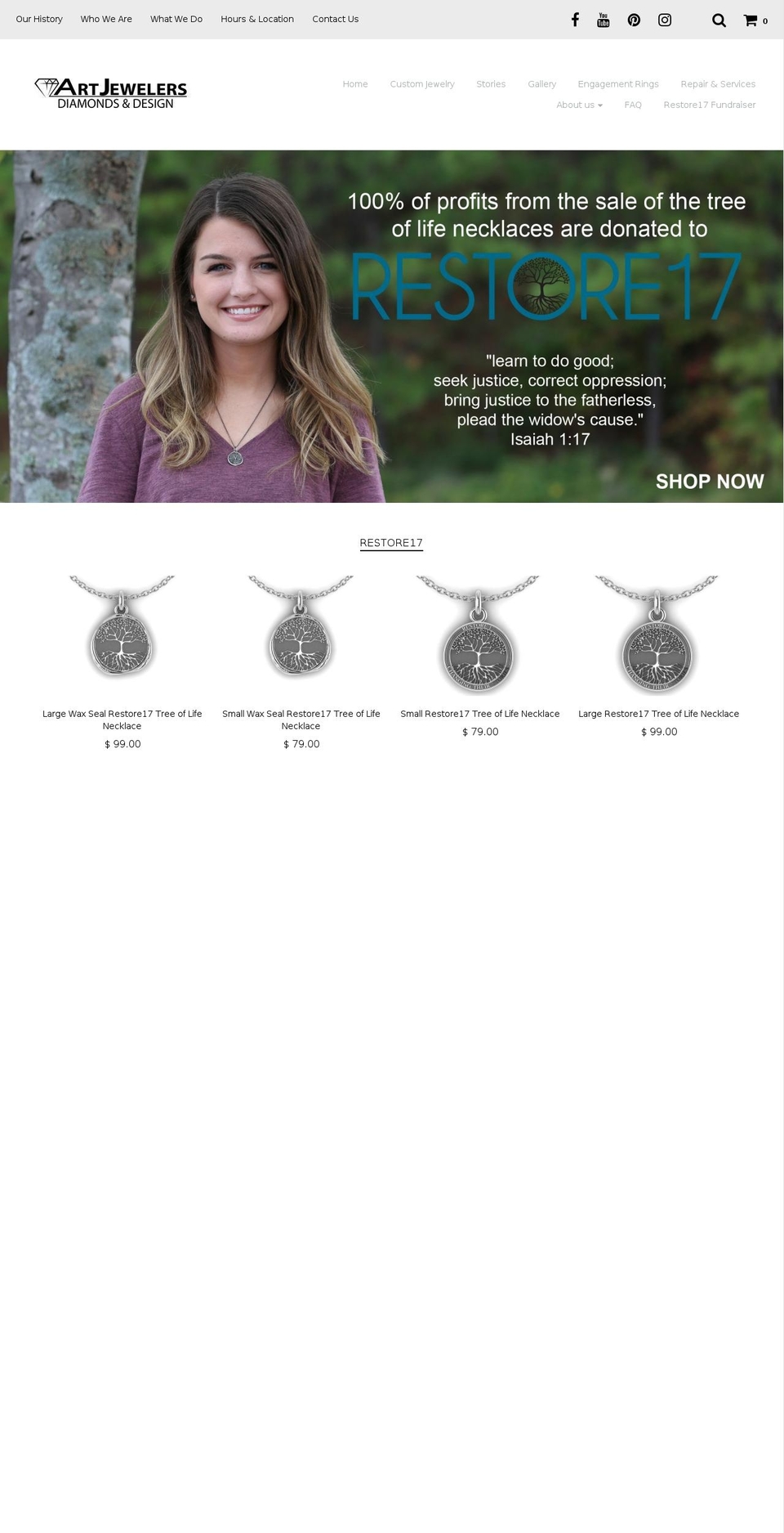 artjewelers.net shopify website screenshot