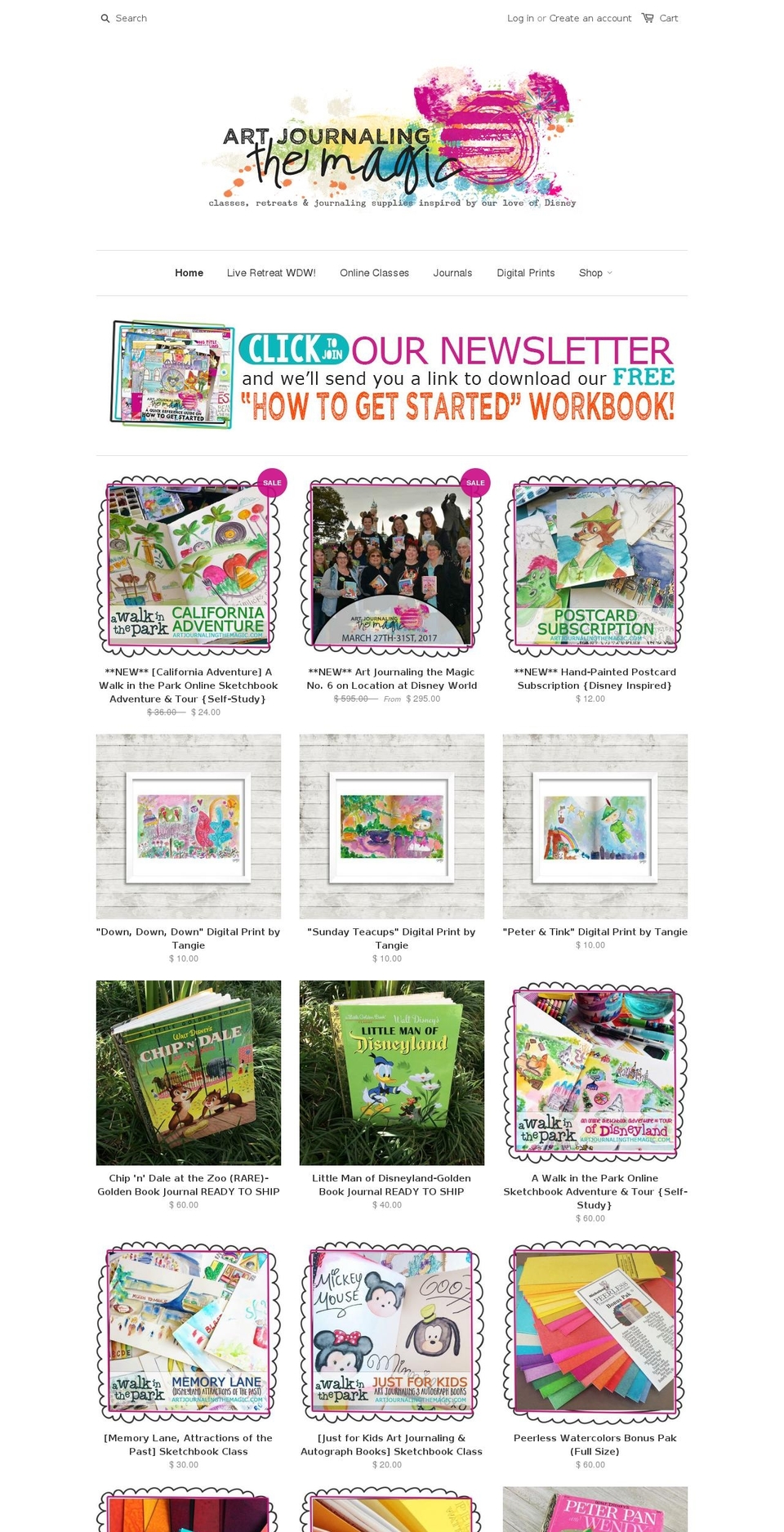 artjournalingthemagic.com shopify website screenshot