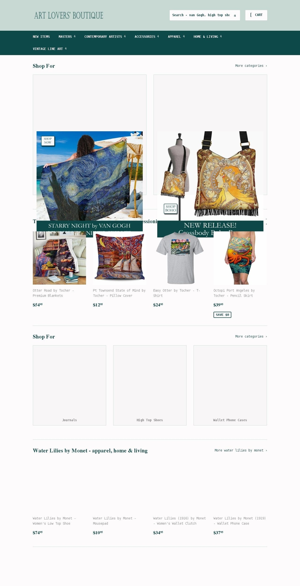 artloversboutique.com shopify website screenshot