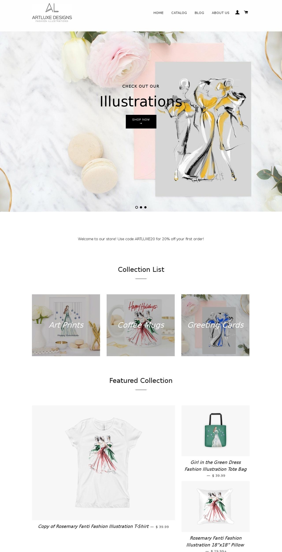 artluxedesigns.com shopify website screenshot