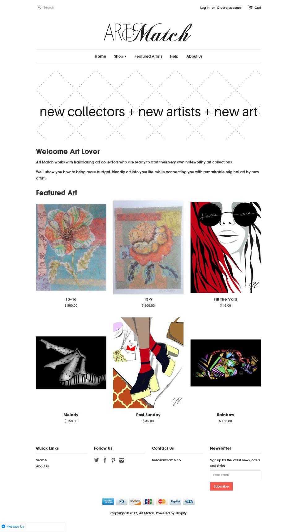 artmatch.co shopify website screenshot