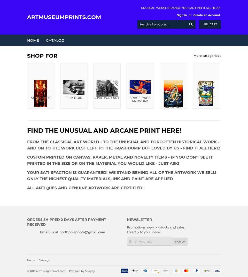 artmuseumprints.com shopify website screenshot