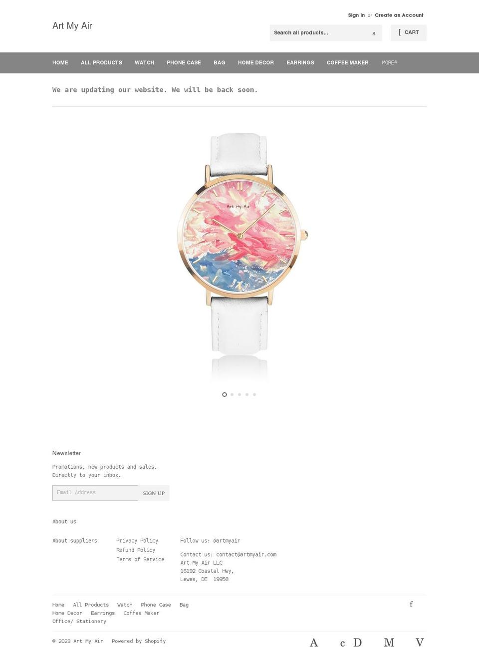 artmyair.com — Shopify storefront screenshot
