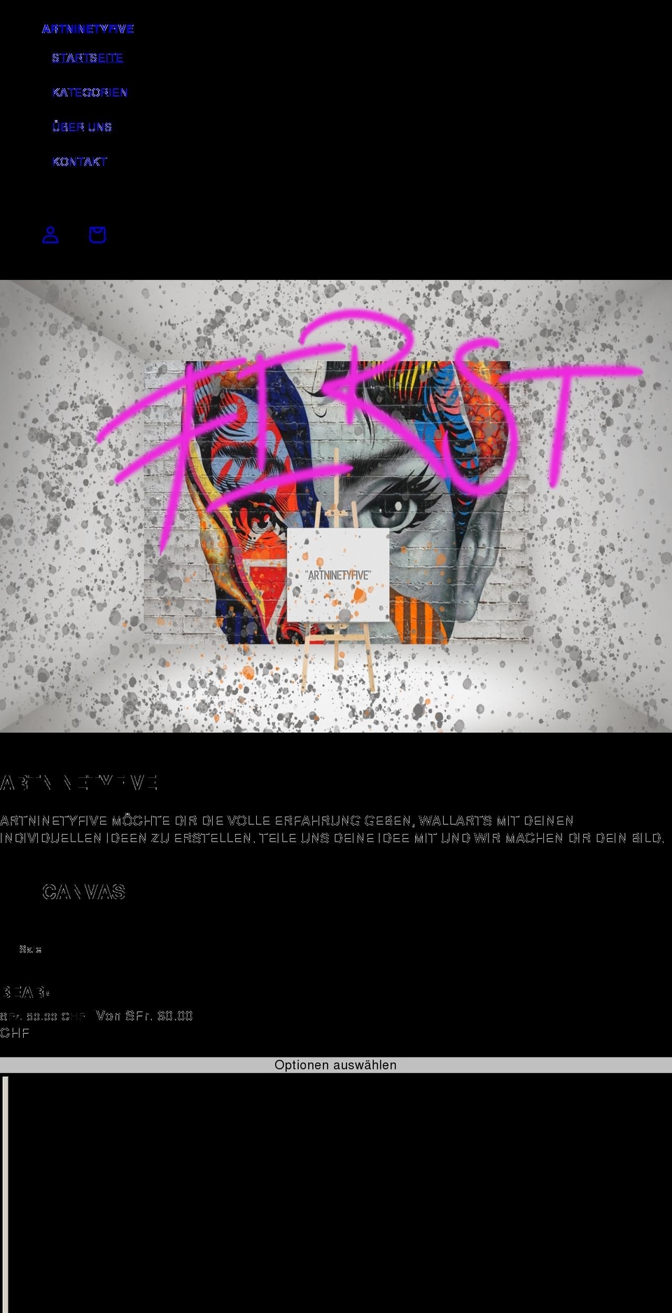 artninetyfive.com shopify website screenshot