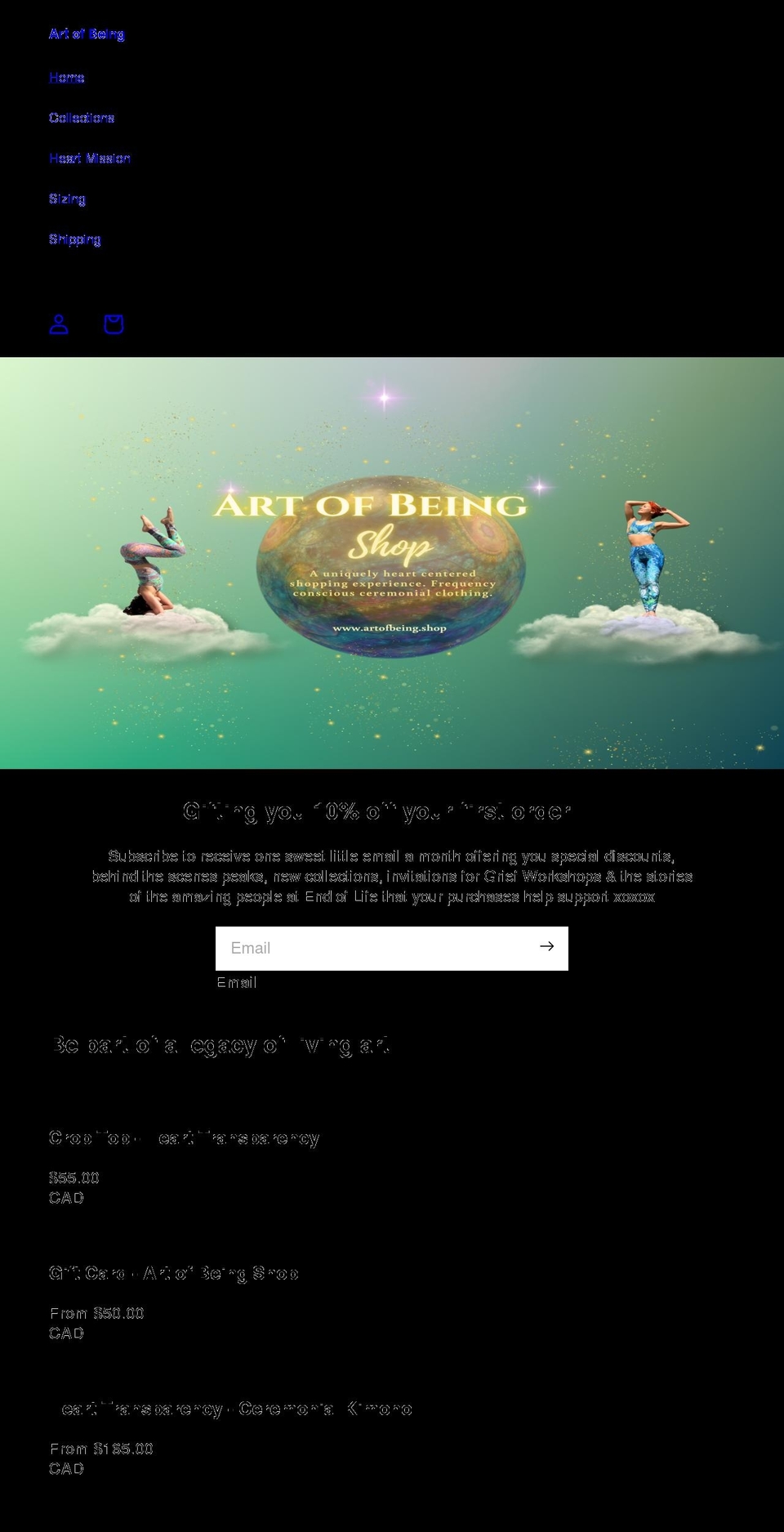 artofbeing.shop shopify website screenshot