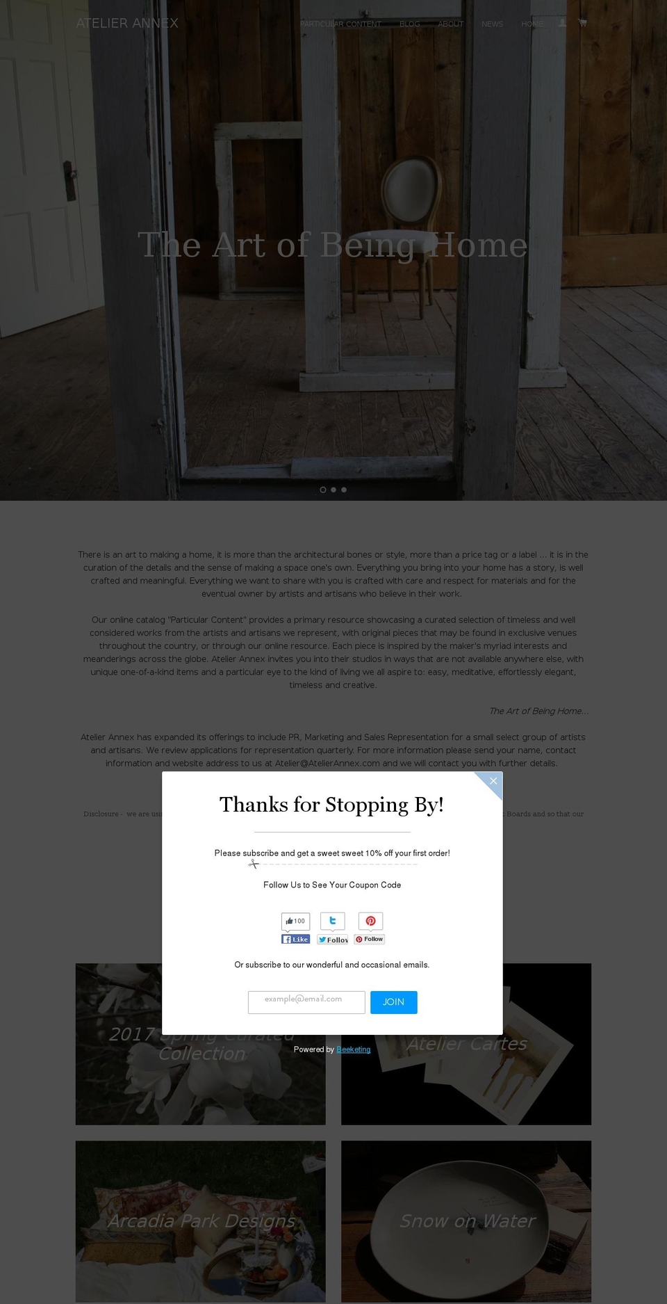 artofbeinghome.com shopify website screenshot