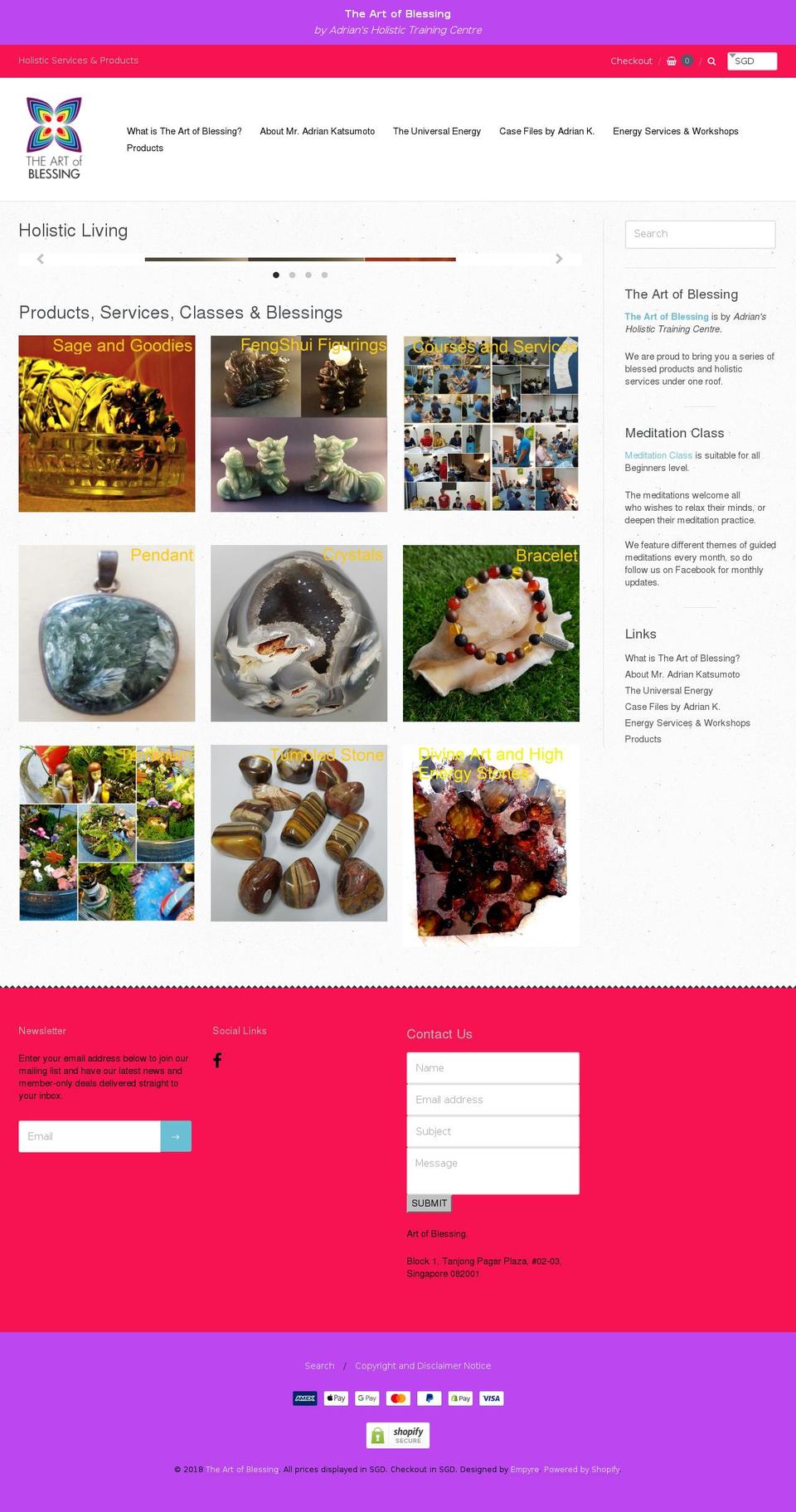 artofblessing.net shopify website screenshot