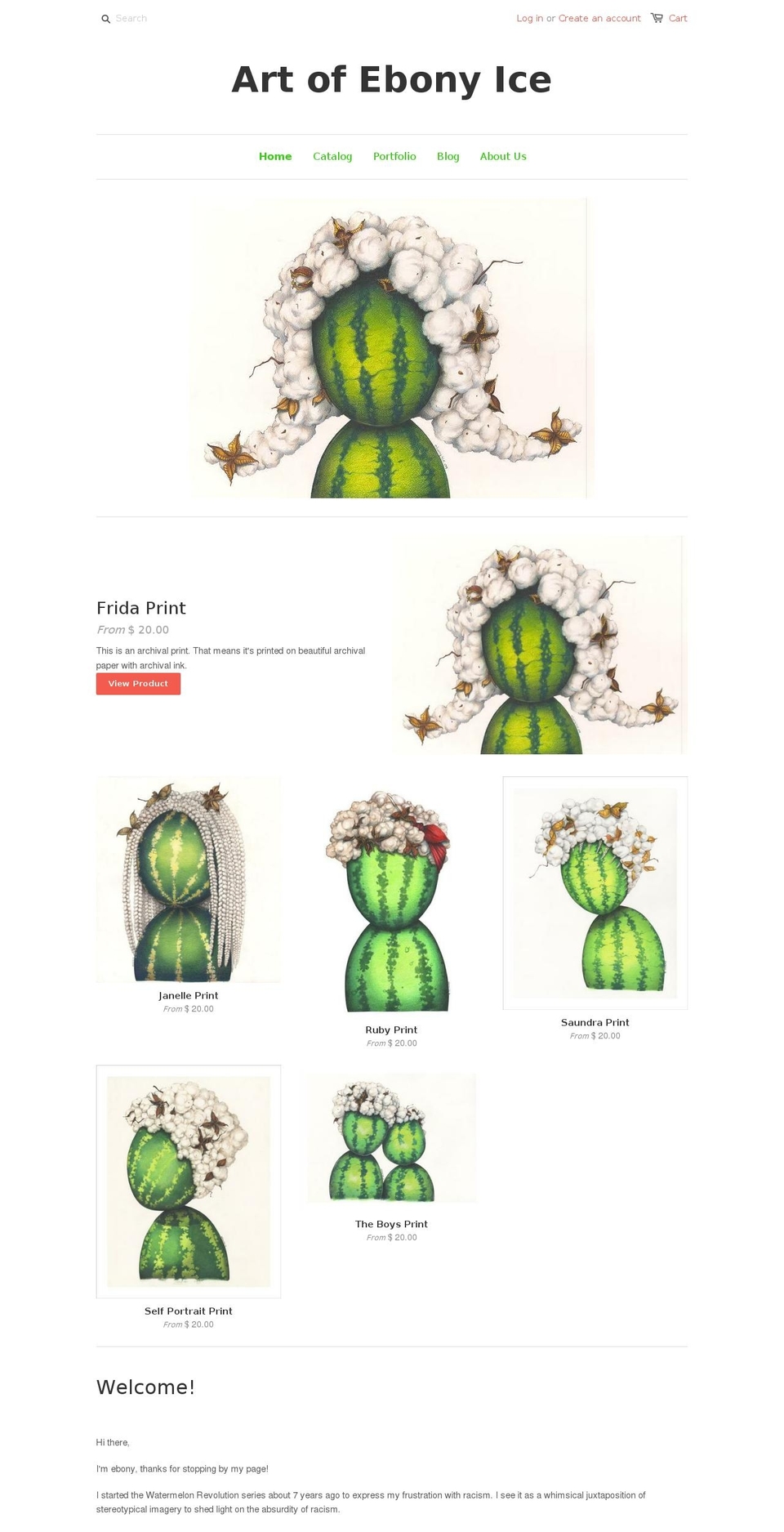 artofebonyice.com shopify website screenshot