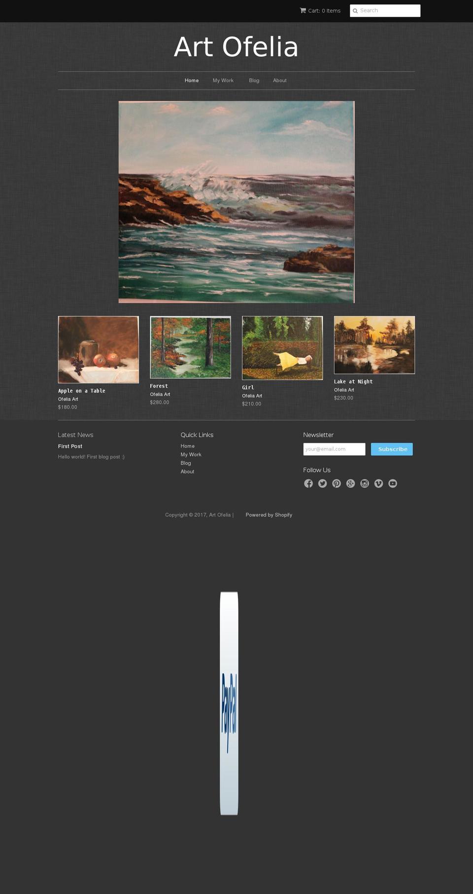 artofelia.org shopify website screenshot