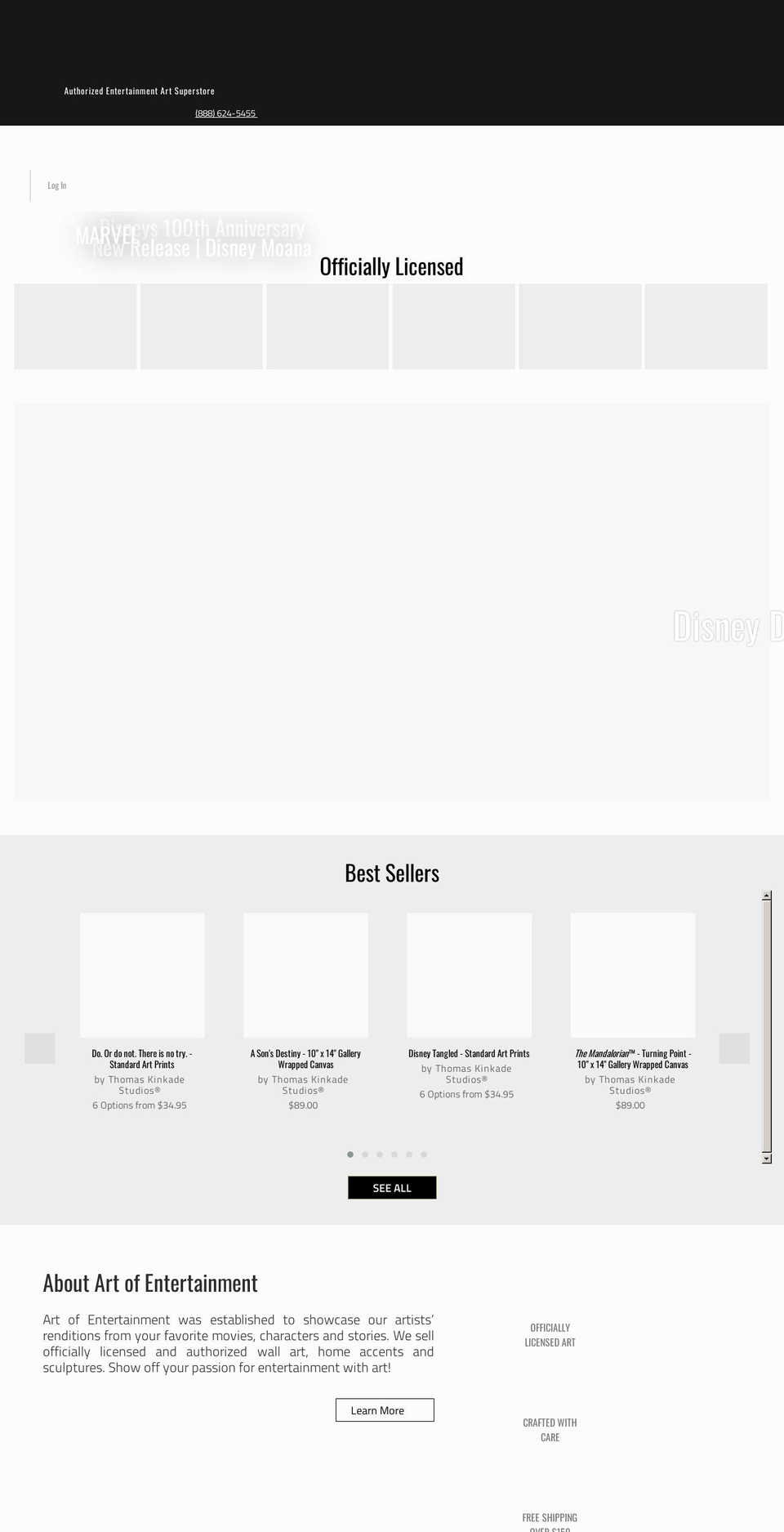 artofentertainment.com shopify website screenshot