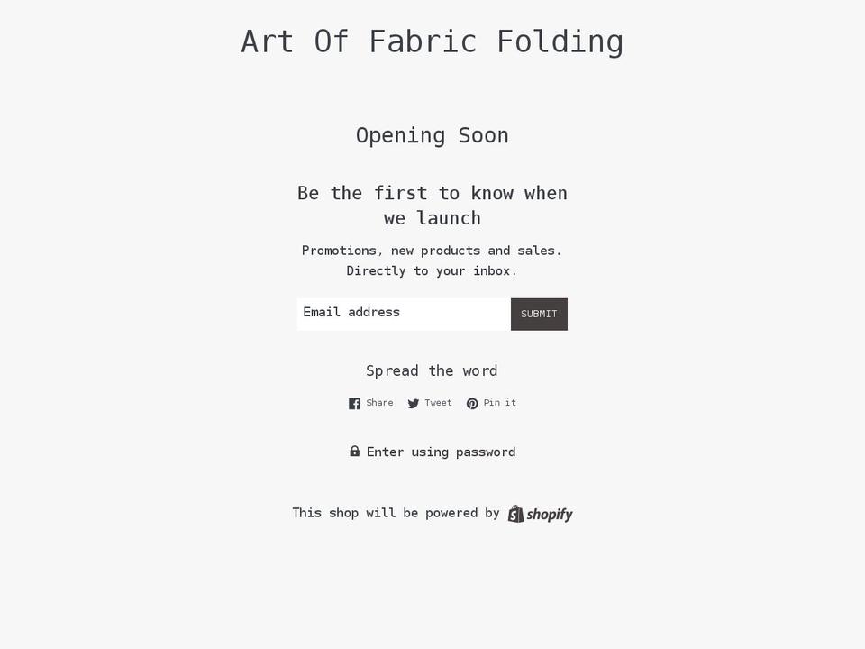artoffabricfolding.com shopify website screenshot