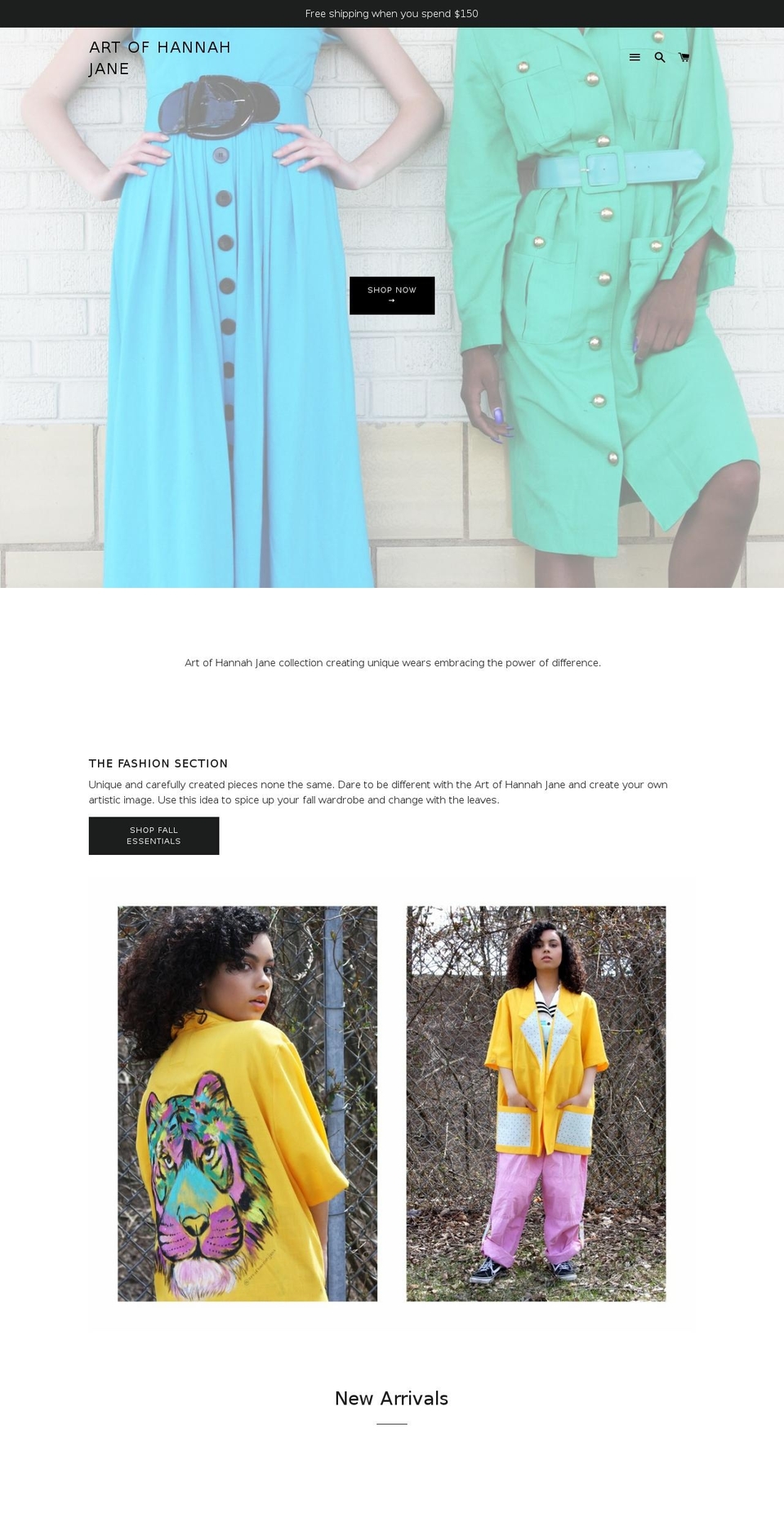 artofhannahjane.com — Shopify storefront screenshot