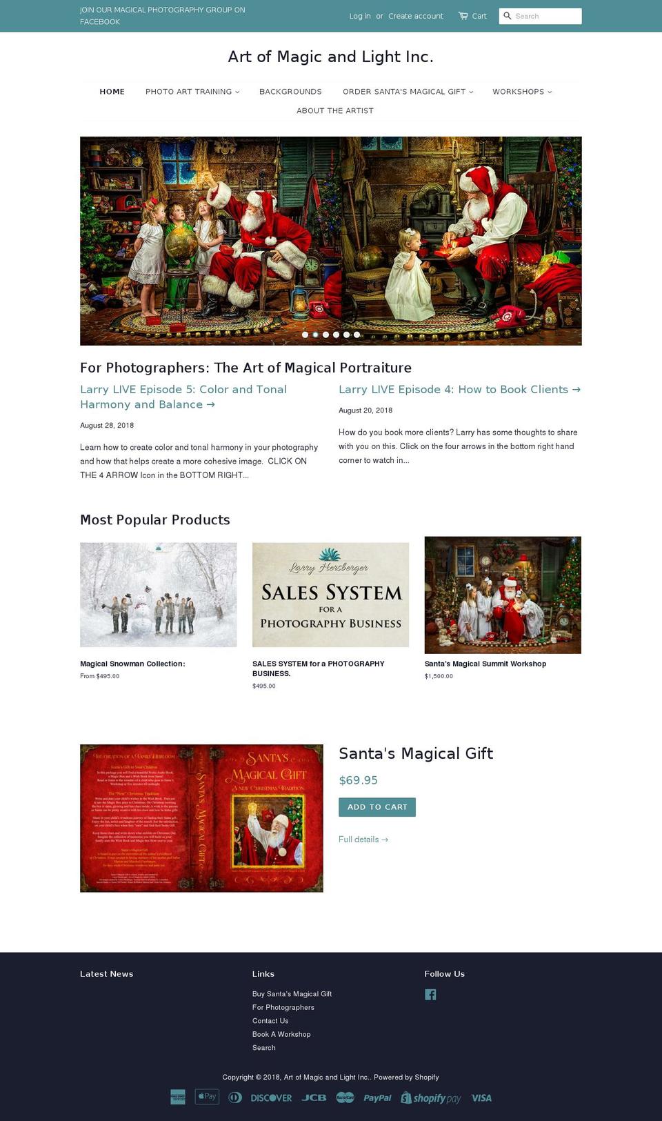 artofmagicandlight.com shopify website screenshot