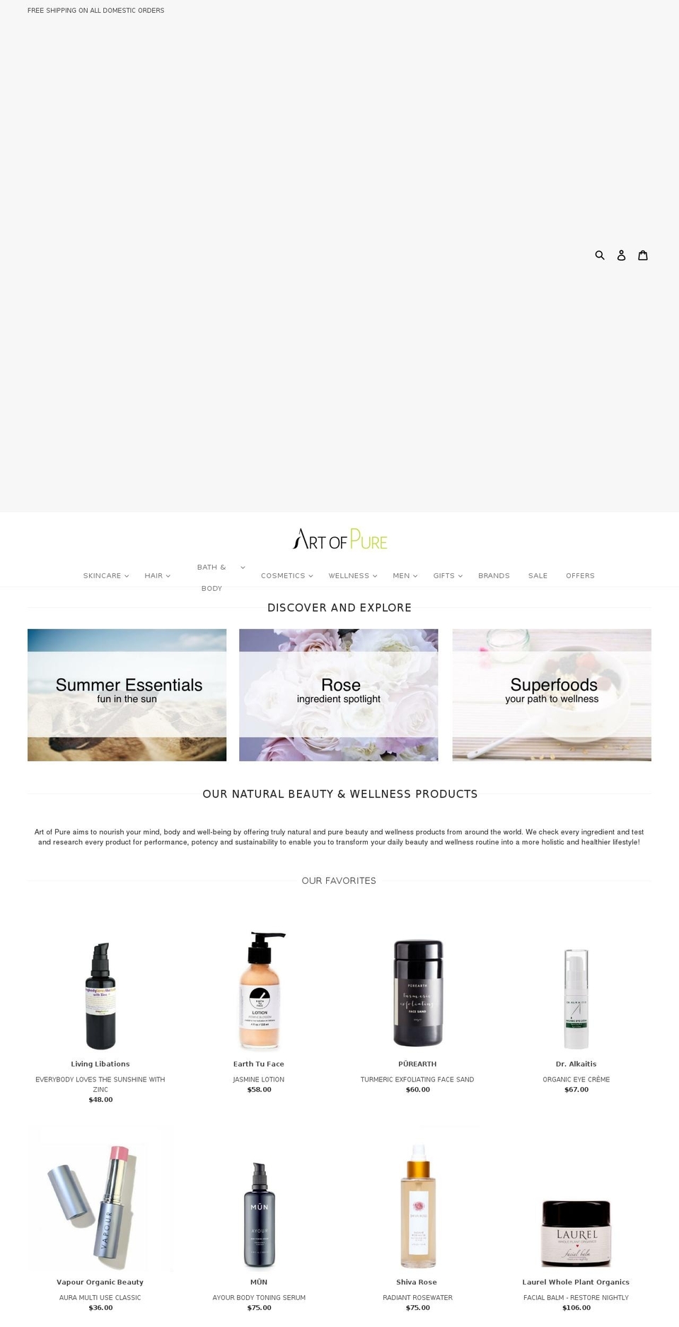 artofpure.com shopify website screenshot