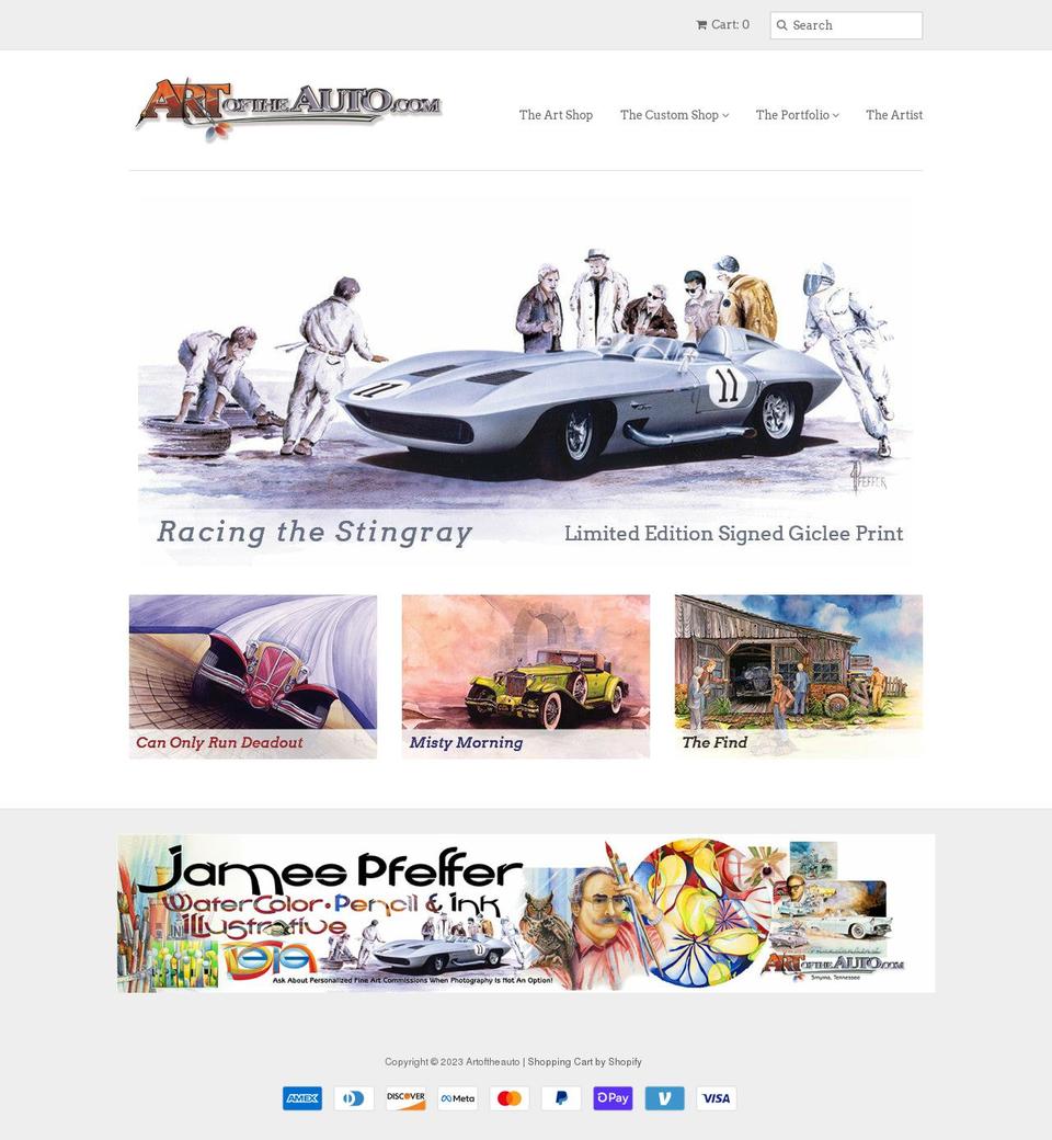 artoftheauto.myshopify.com shopify website screenshot