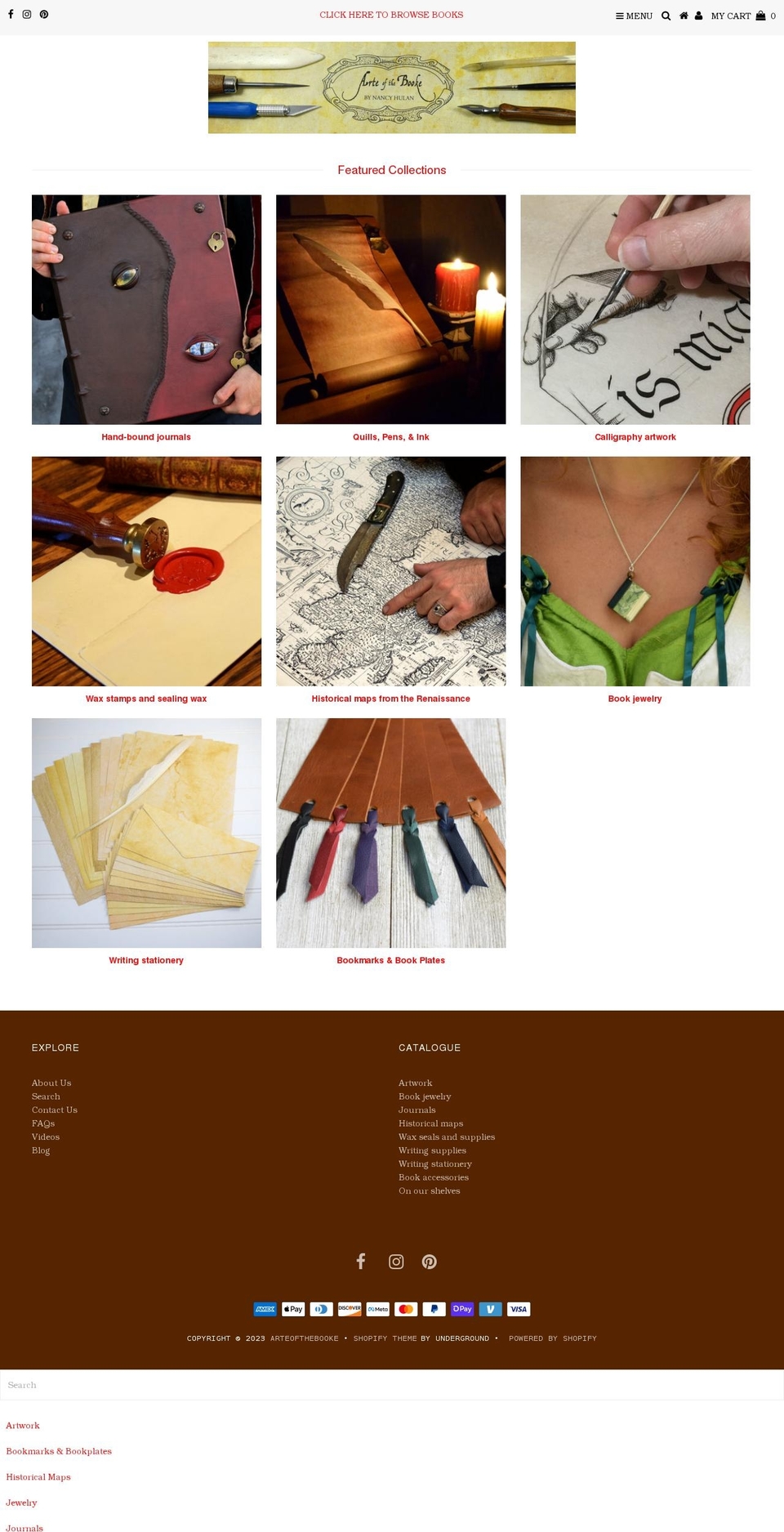 artofthebooke.com — Shopify storefront screenshot
