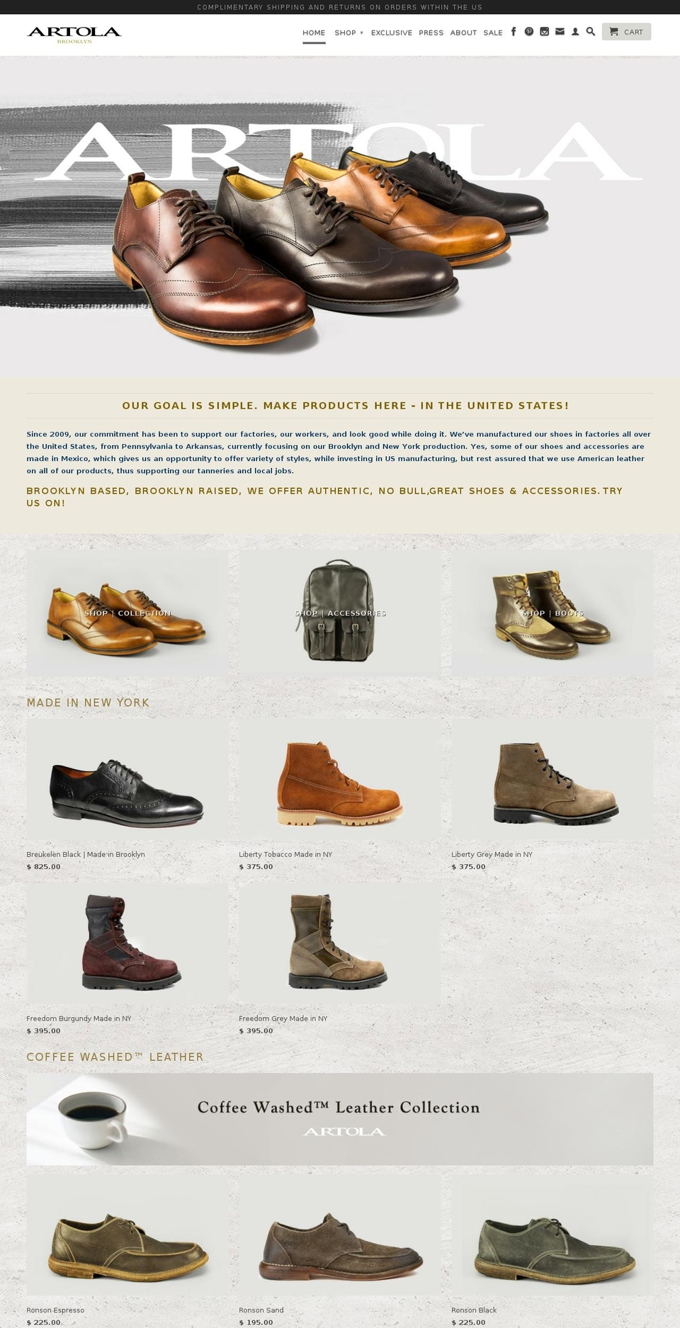 artolausa.com shopify website screenshot