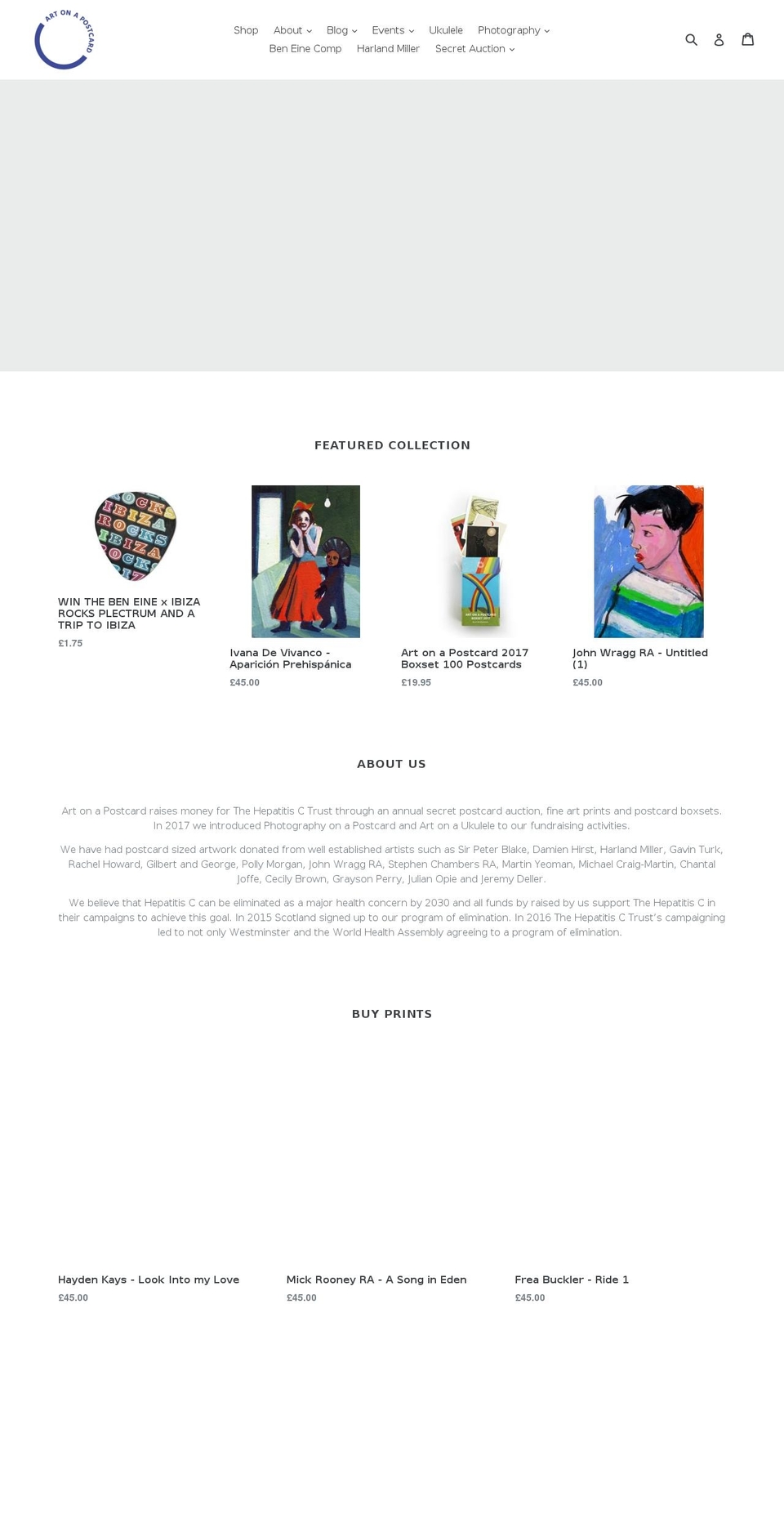 artonapostcard.com shopify website screenshot