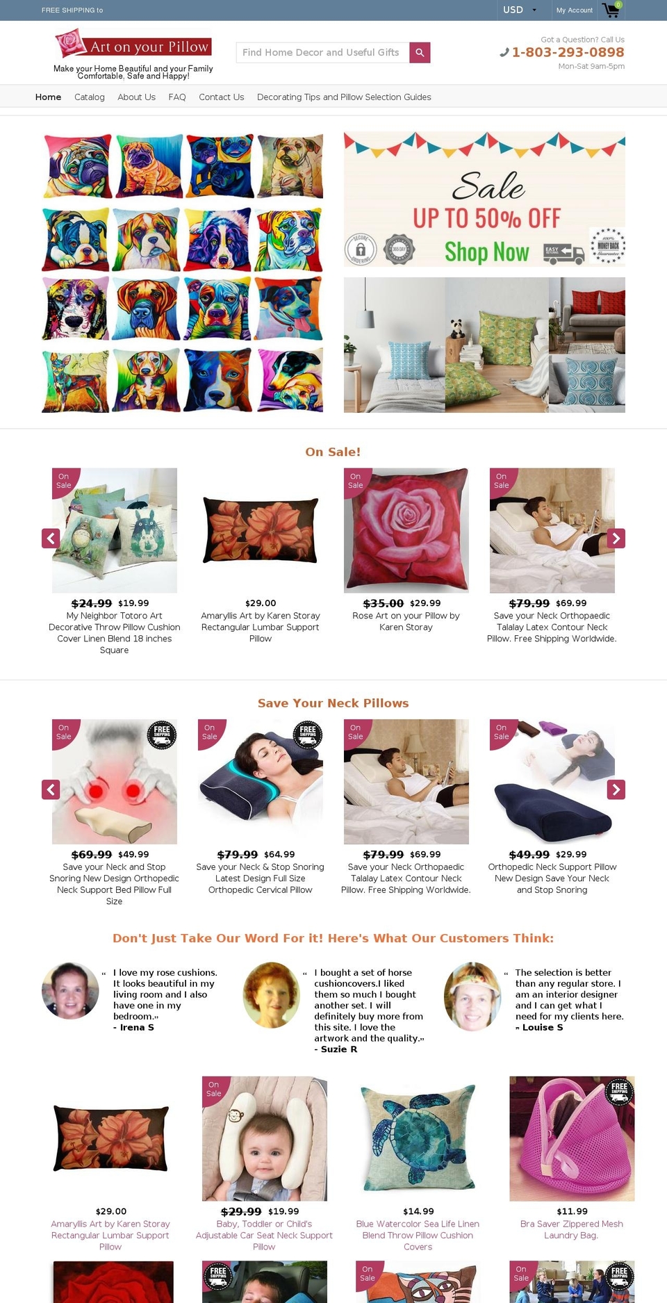 artonyourpillow.com — Shopify storefront screenshot